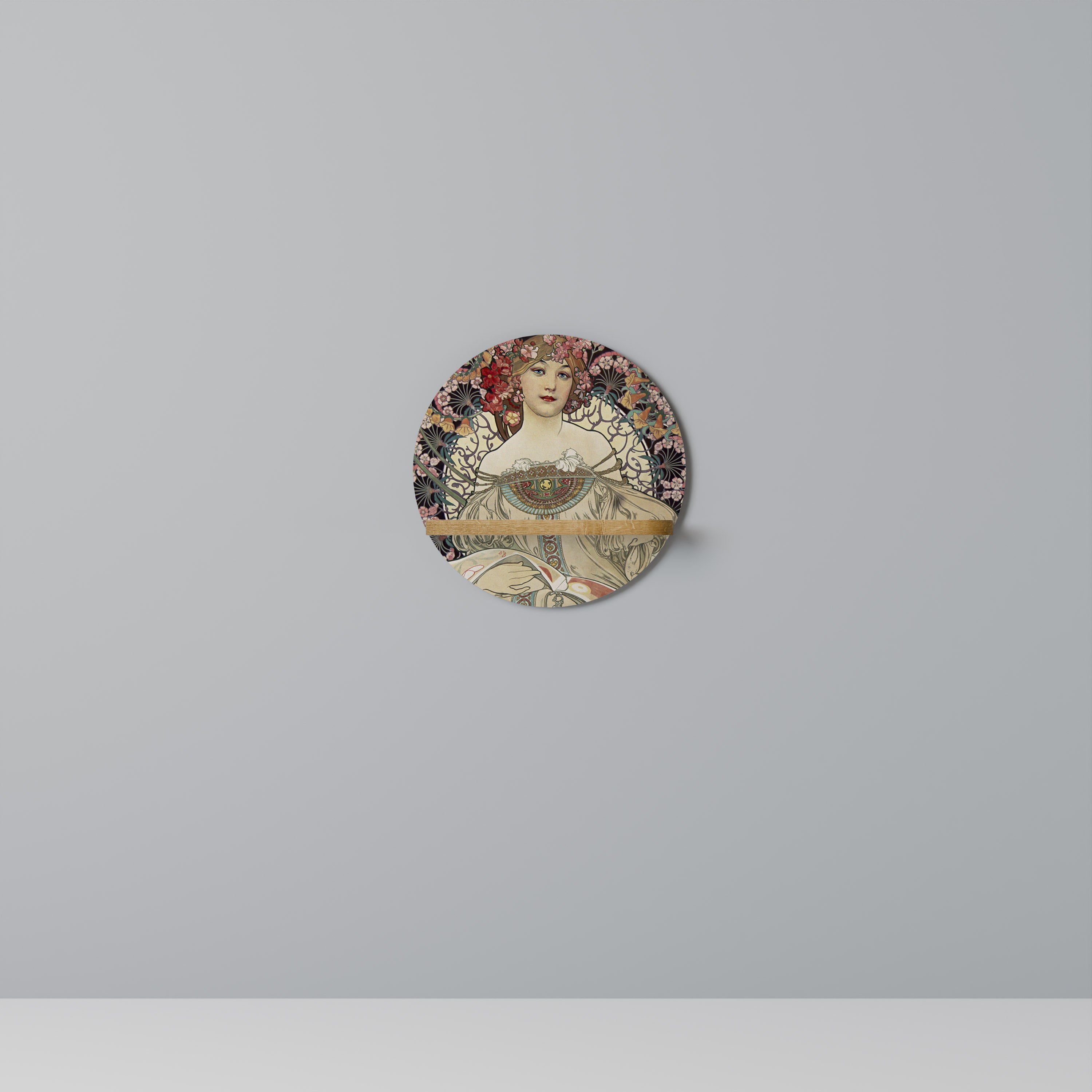 Estantería de arte redonda CHAMPENOIS IMPRIMEUR con efecto roble