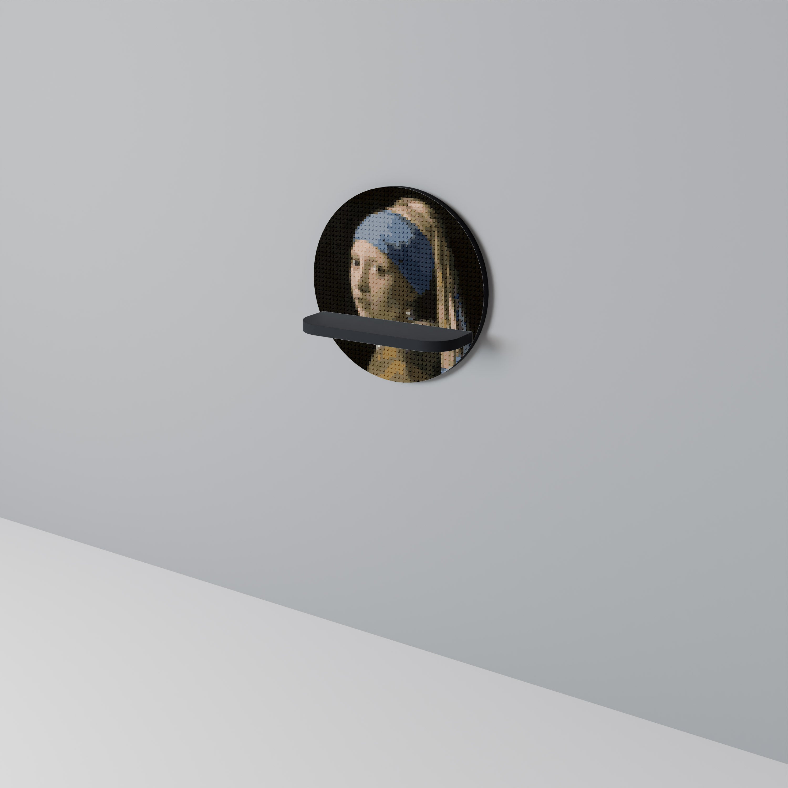STRUCTURAL MASTERPIECE Round Art Shelf In Black Finish