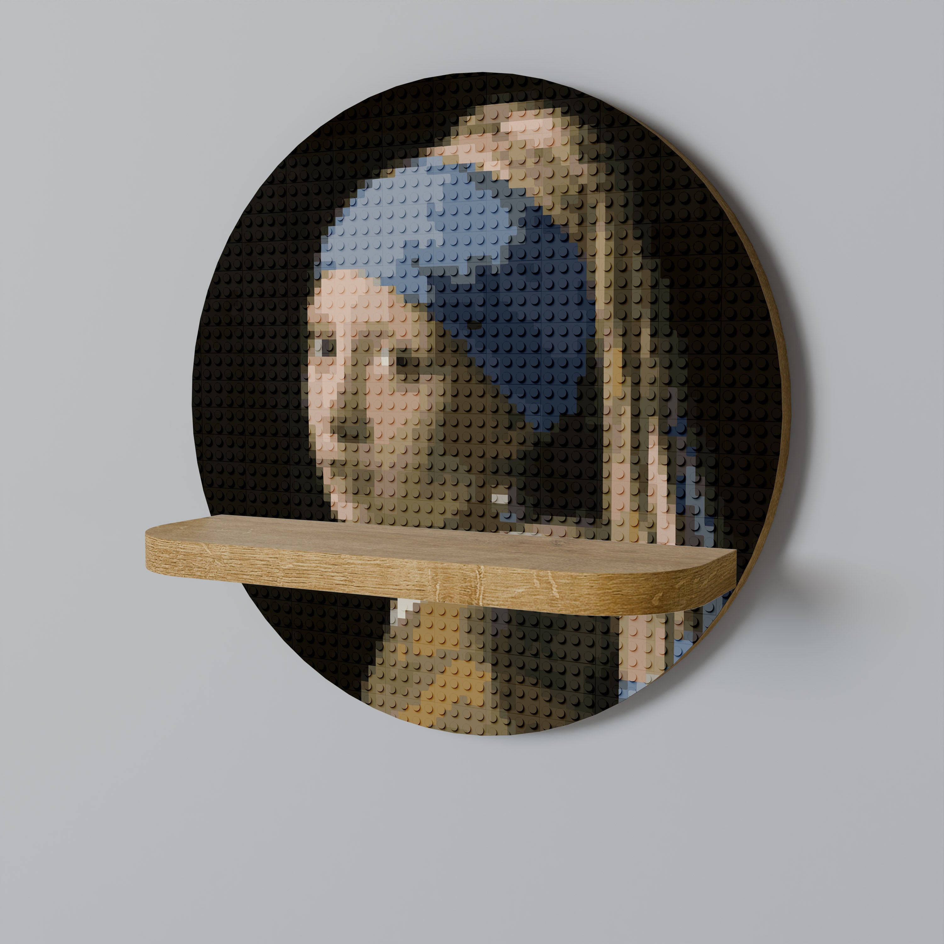 OBRA MAESTRA ESTRUCTURAL Estantería de arte redonda con efecto roble