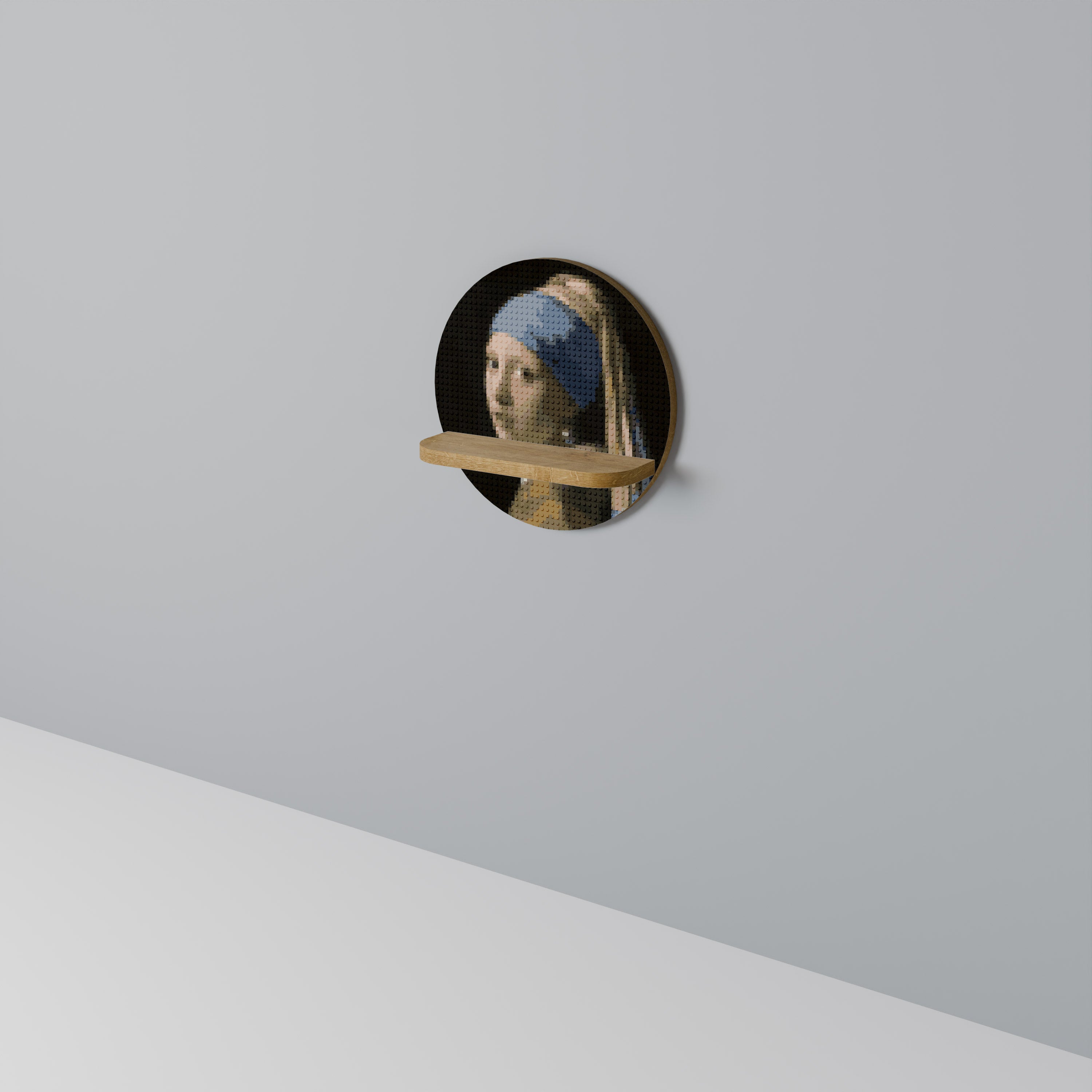 OBRA MAESTRA ESTRUCTURAL Estantería de arte redonda con efecto roble