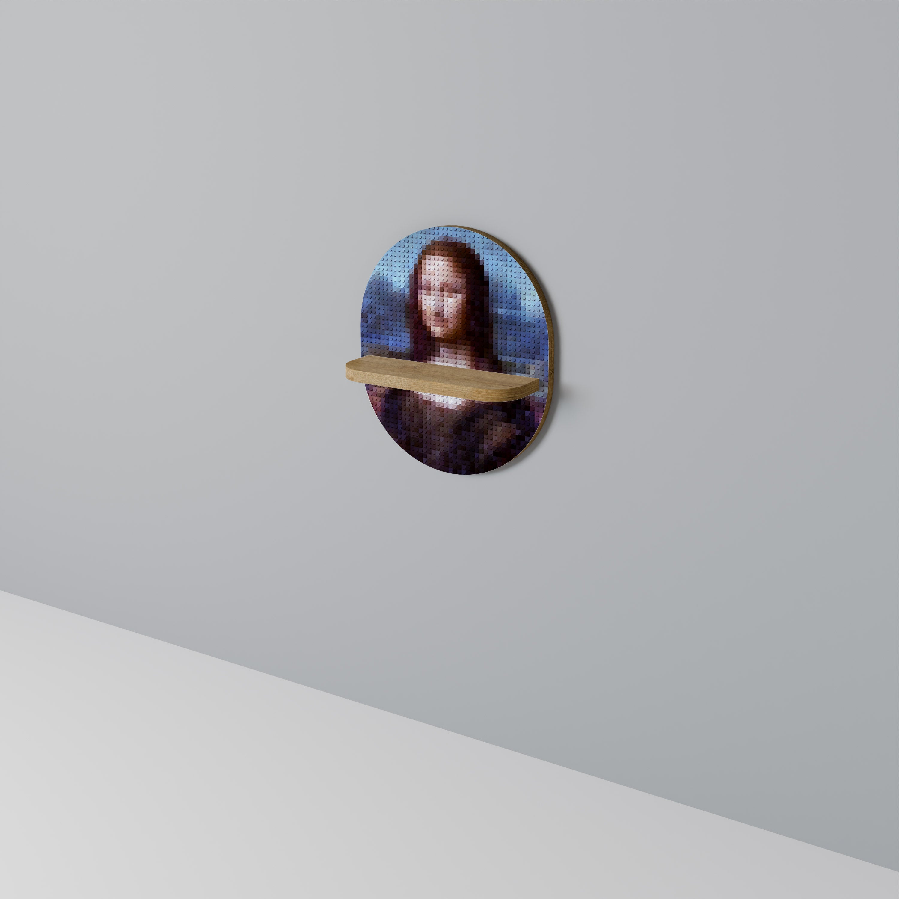 ARTE CONSTRUCTIVO Estantería de Arte Ovalada Efecto Roble