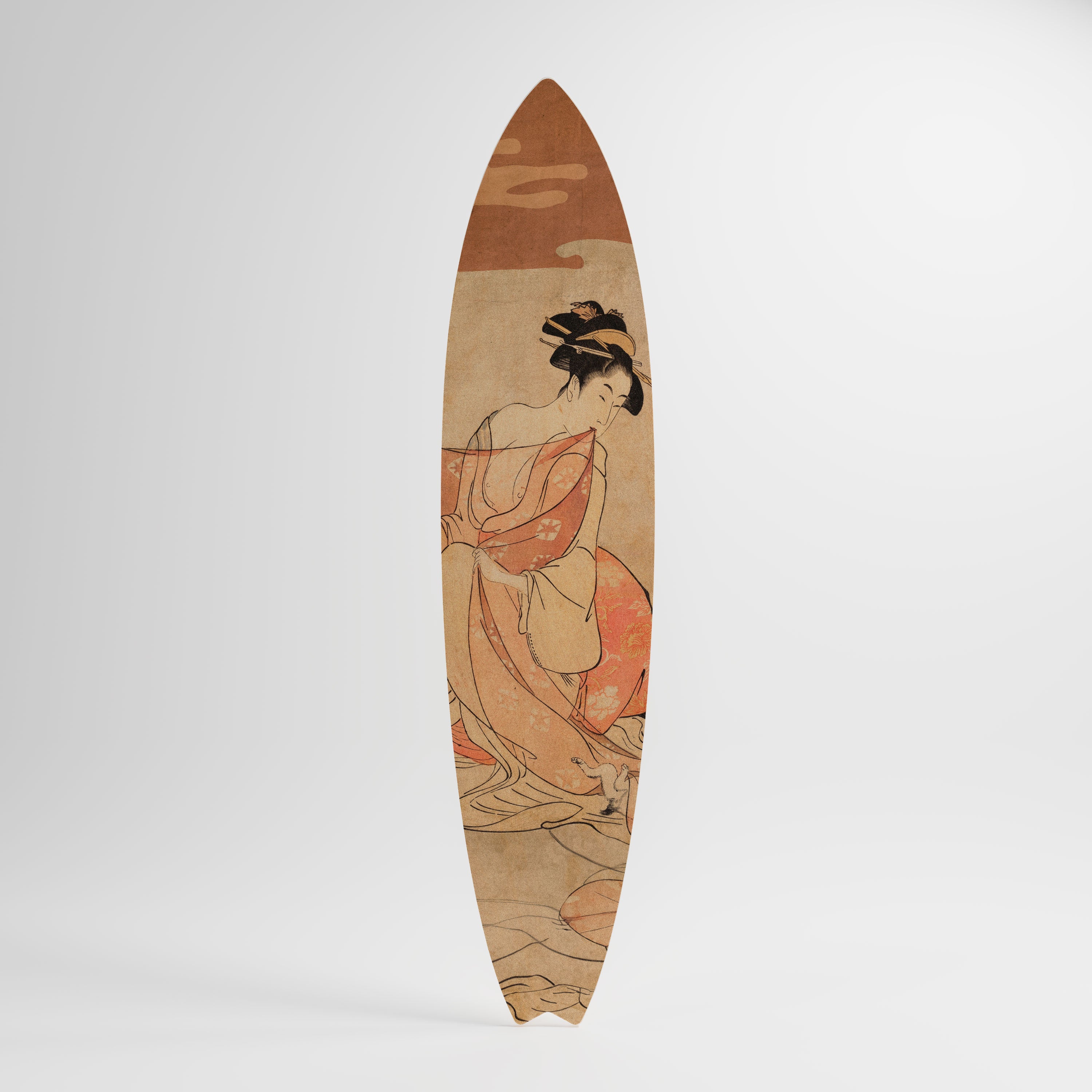 WOMAN, CAT AND EXTRA BROWN Panel decorativo de tabla de surf
