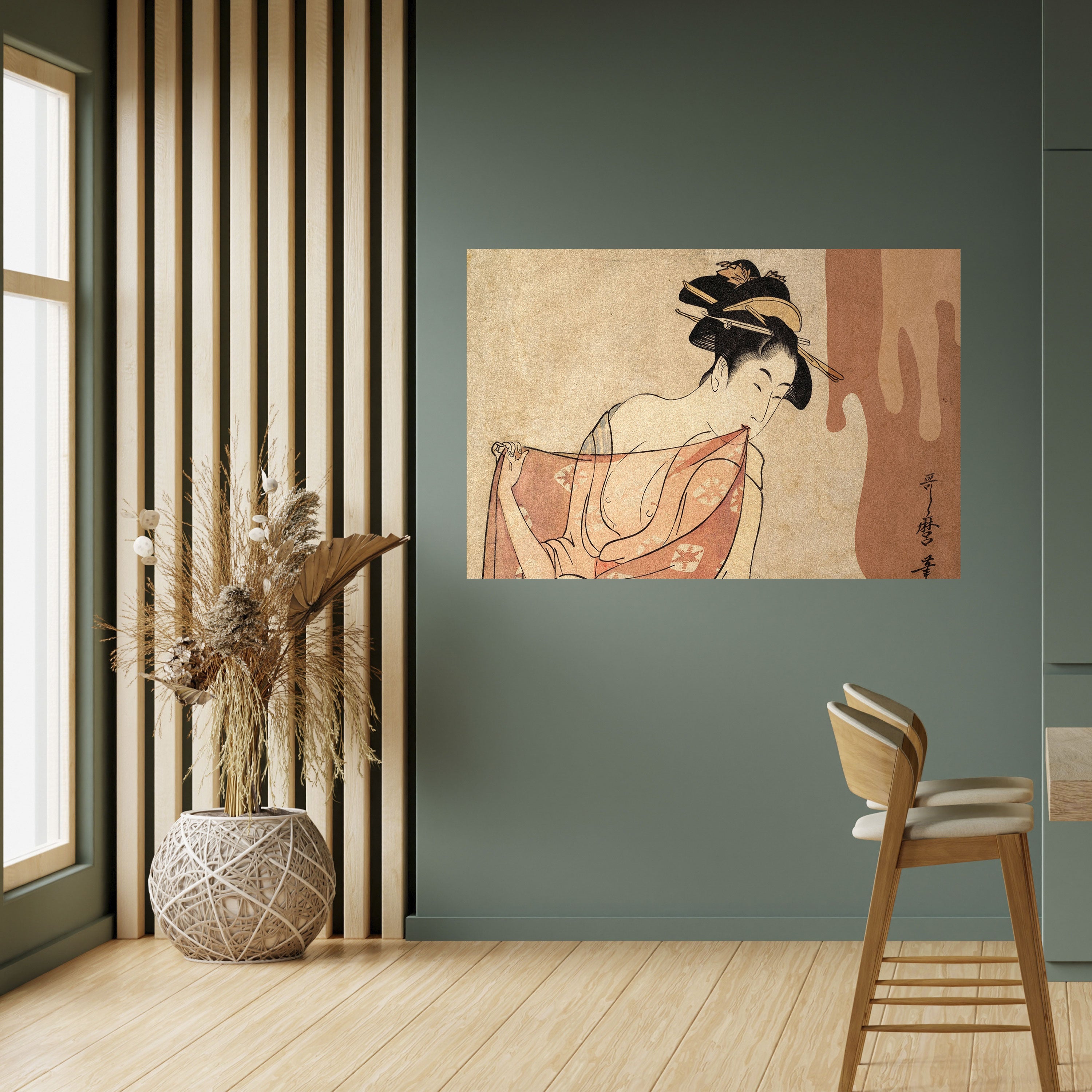 Póster horizontal autoadhesivo MUJER, GATO Y EXTRA MARRÓN