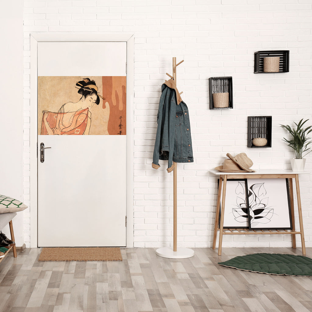 Póster horizontal autoadhesivo MUJER, GATO Y EXTRA MARRÓN