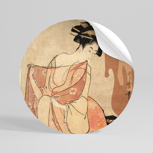 WOMAN, CAT AND EXTRA BROWN Vinilo adhesivo redondo