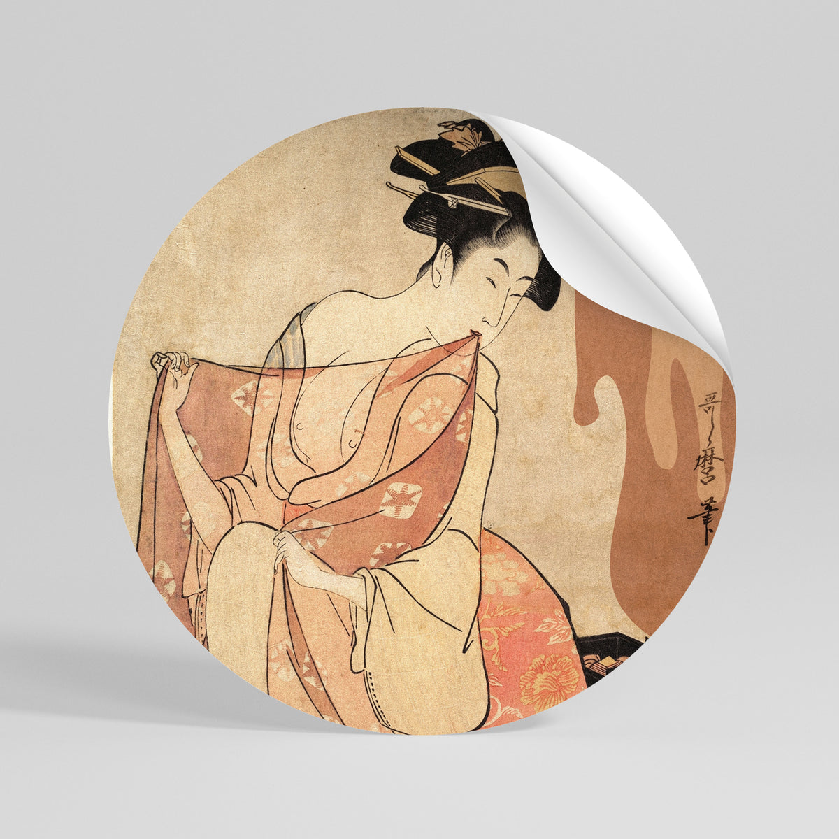 WOMAN, CAT AND EXTRA BROWN Vinilo adhesivo redondo