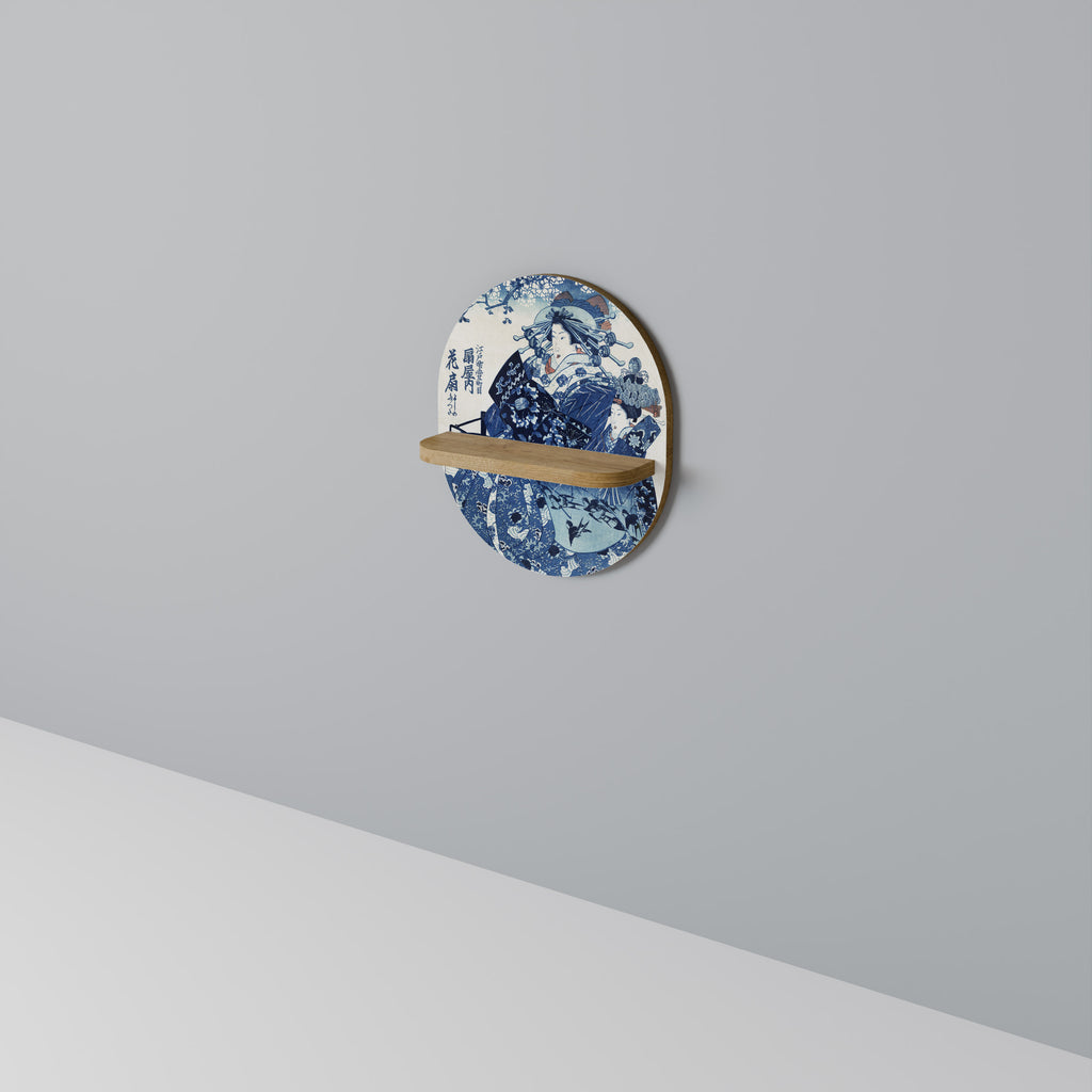 Estantería de arte ovalada MUJER JAPONESA con efecto roble