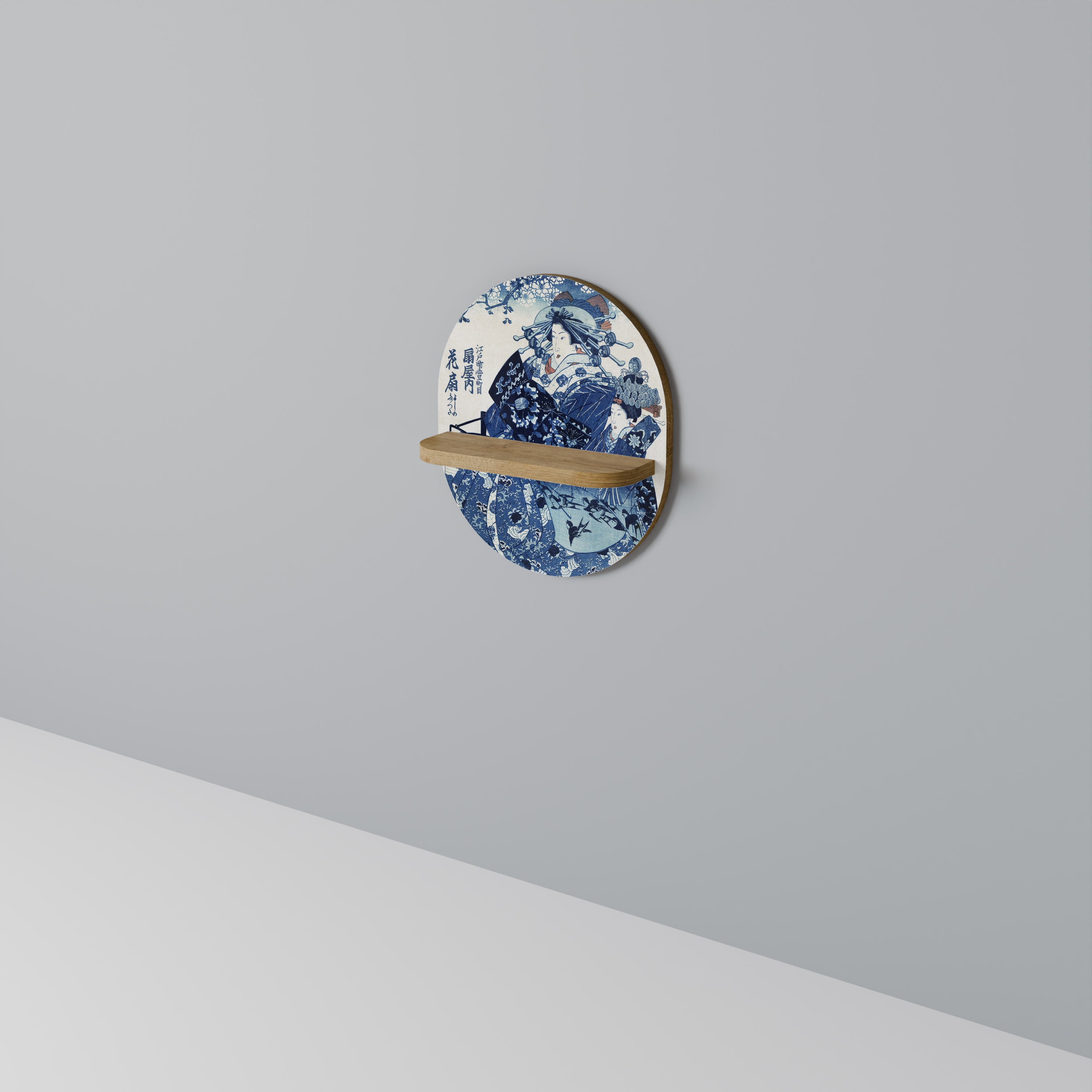 Estantería de arte ovalada MUJER JAPONESA con efecto roble