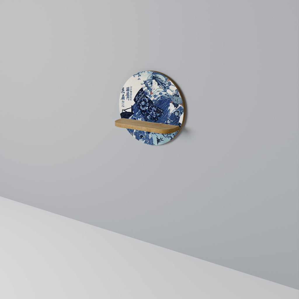 Estantería de arte redonda MUJER JAPONESA con efecto roble