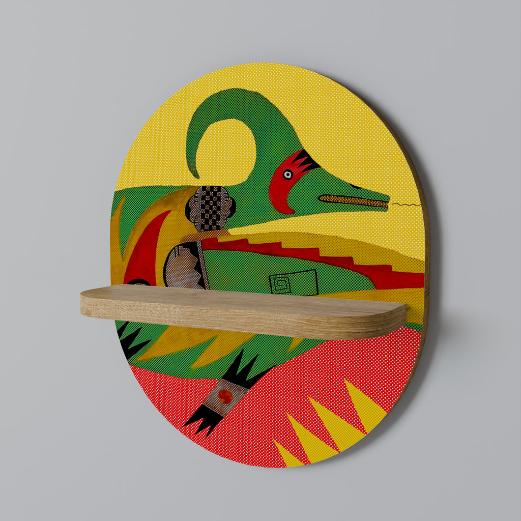 Estantería de arte ovalada AVANYU EXPRESSIVE con efecto roble