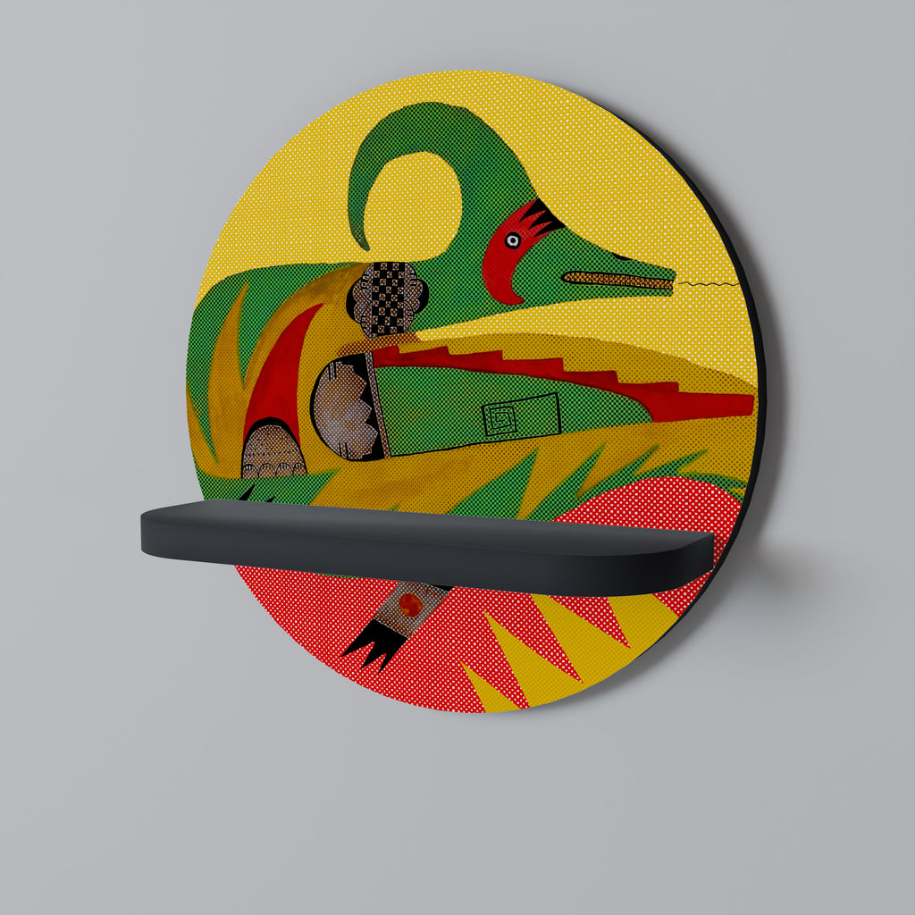 EXPRESSIVE AVANYU Round Art Shelf In Black Finish