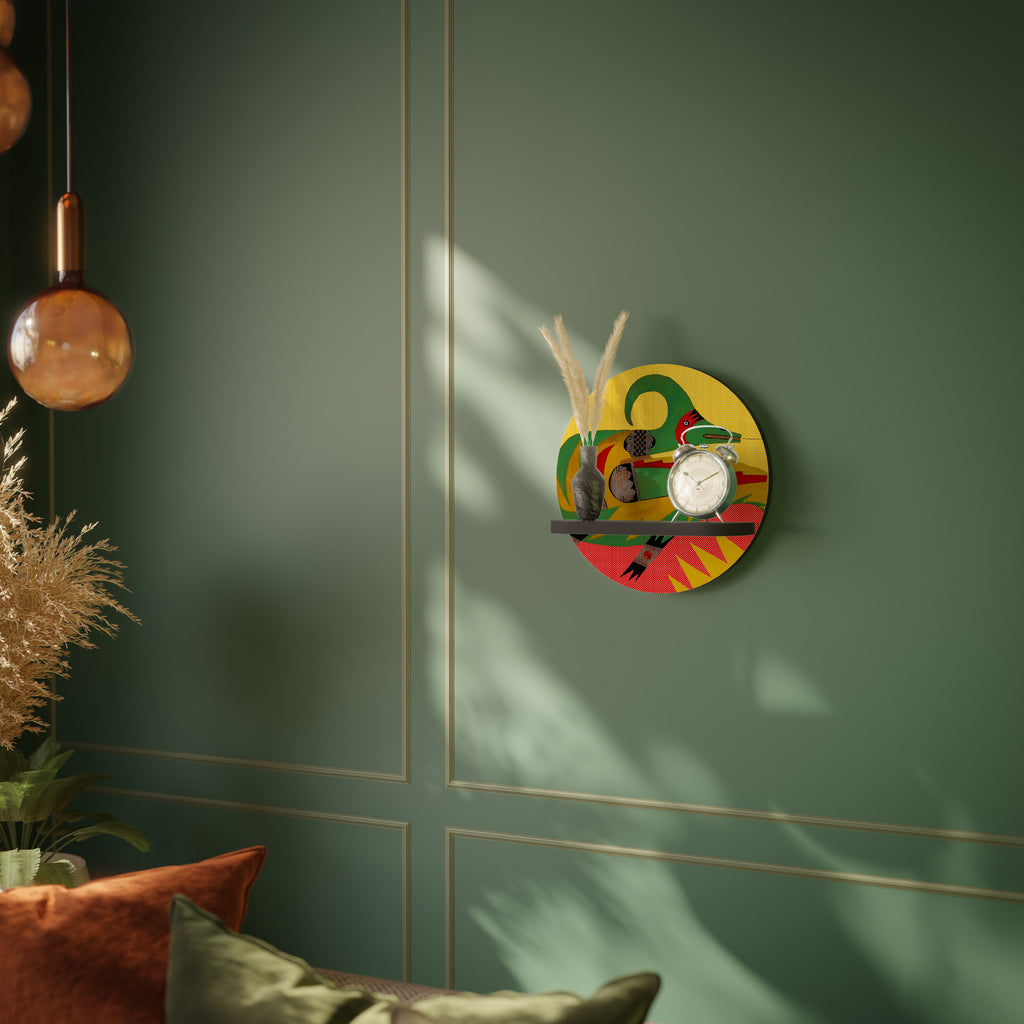 EXPRESSIVE AVANYU Round Art Shelf In Black Finish