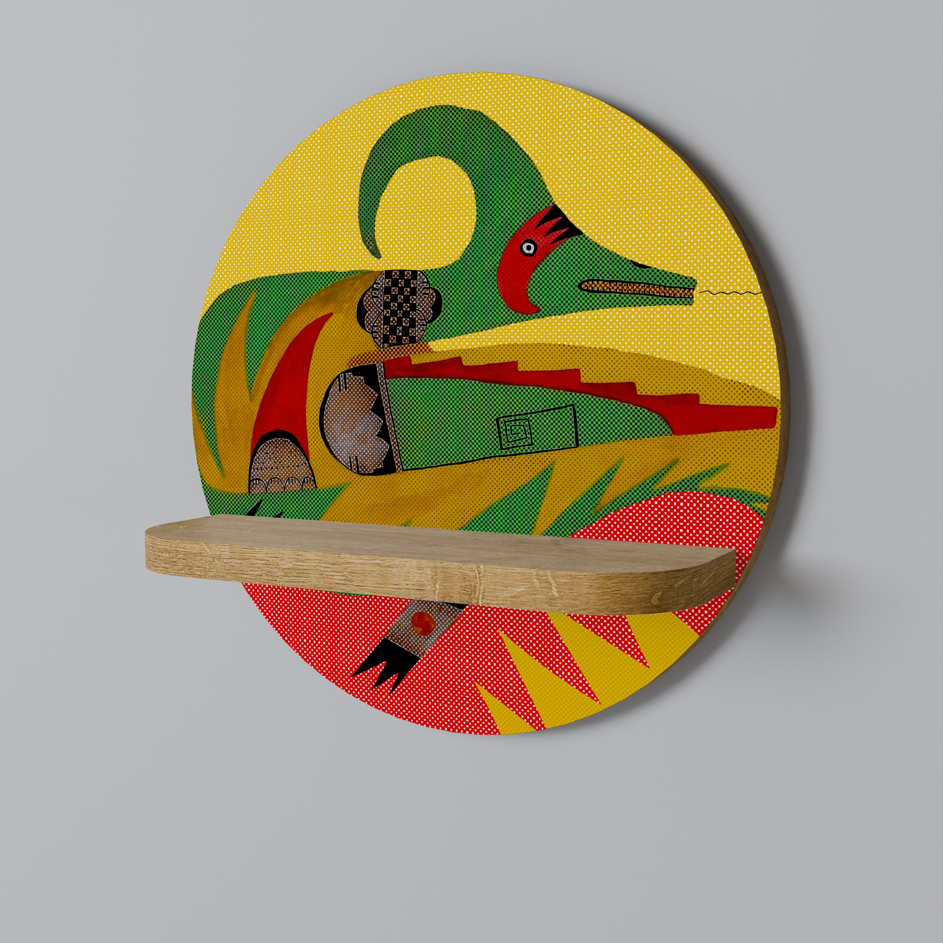 Estantería artística redonda AVANYU EXPRESSIVE con efecto roble