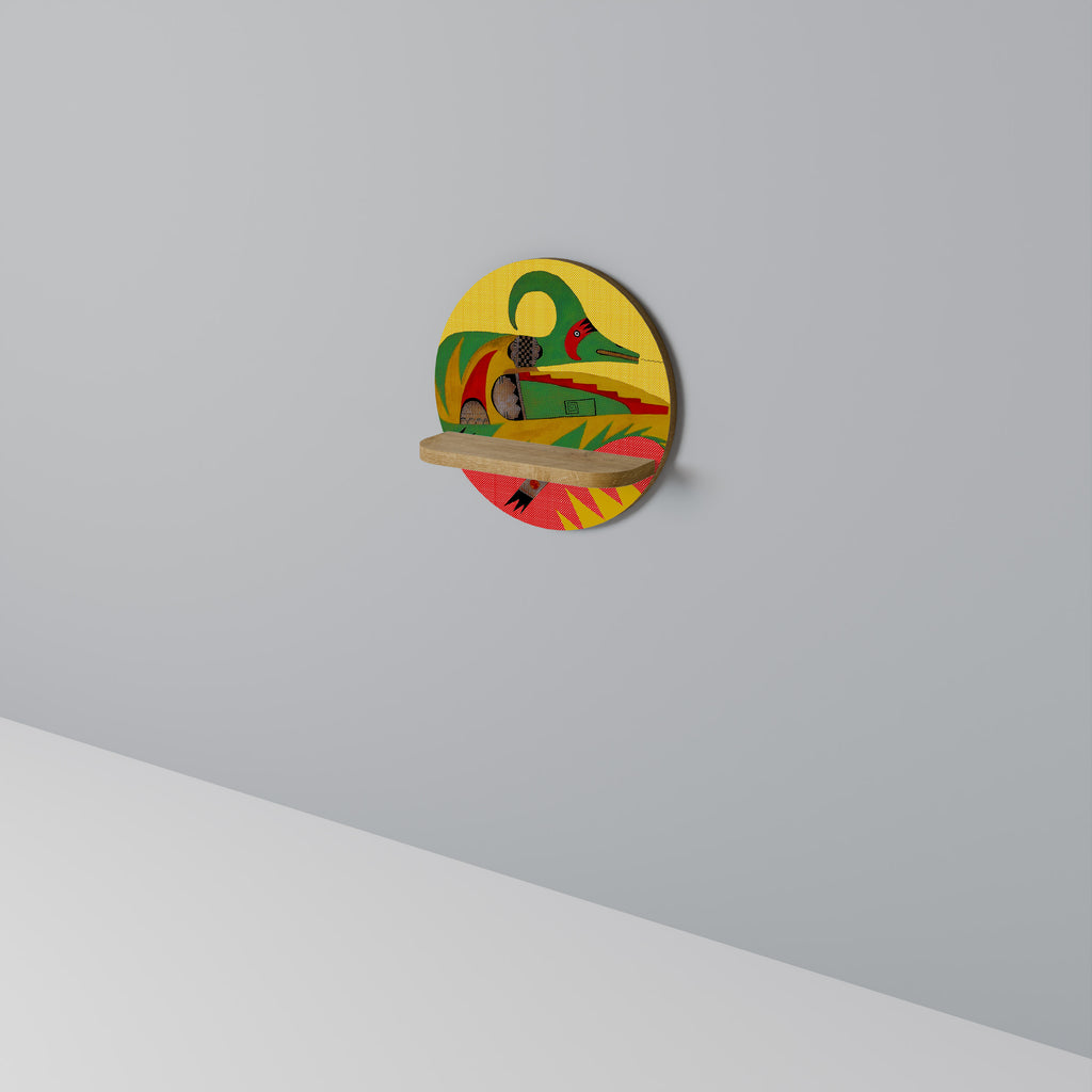 Estantería artística redonda AVANYU EXPRESSIVE con efecto roble