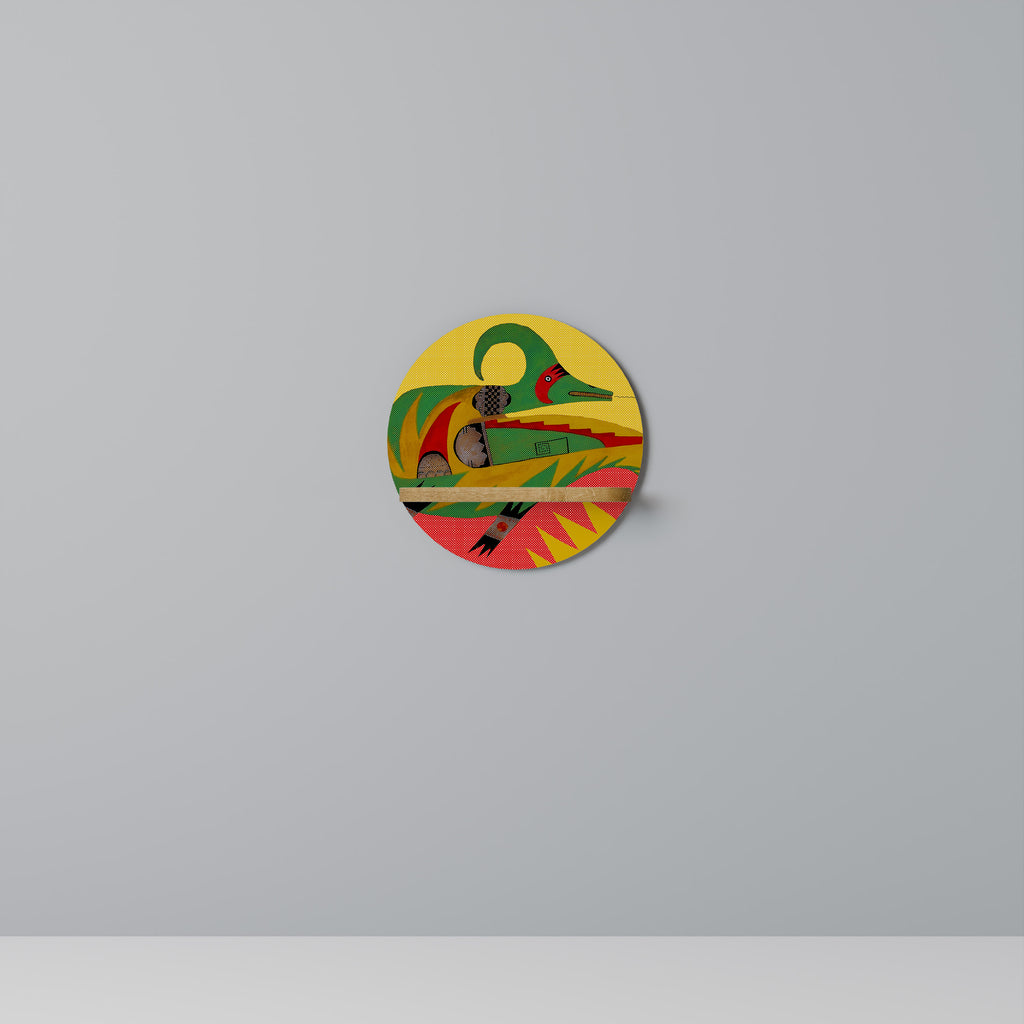 Estantería artística redonda AVANYU EXPRESSIVE con efecto roble