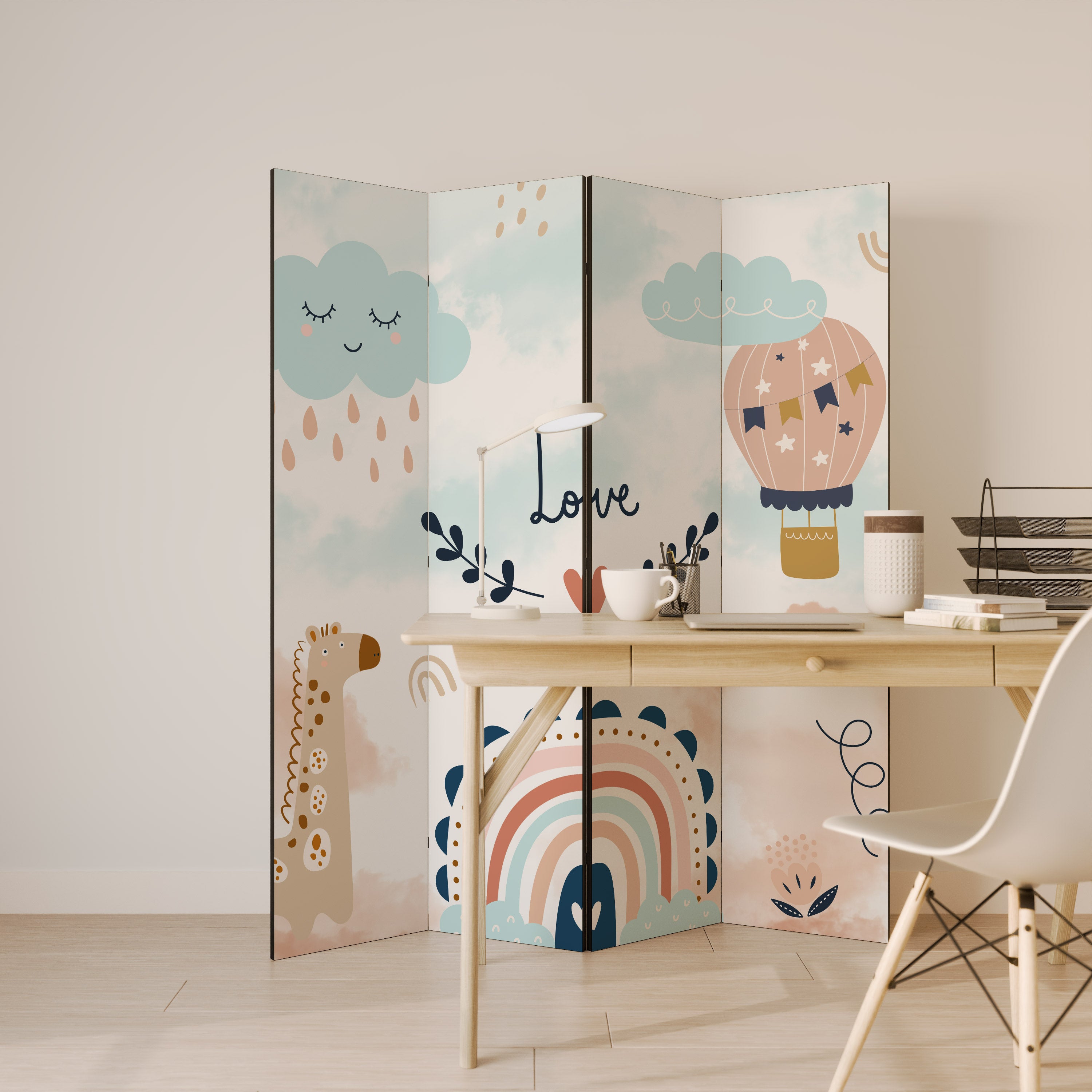 LOVELY DREAMS Decorative 4-Panel Room Divider