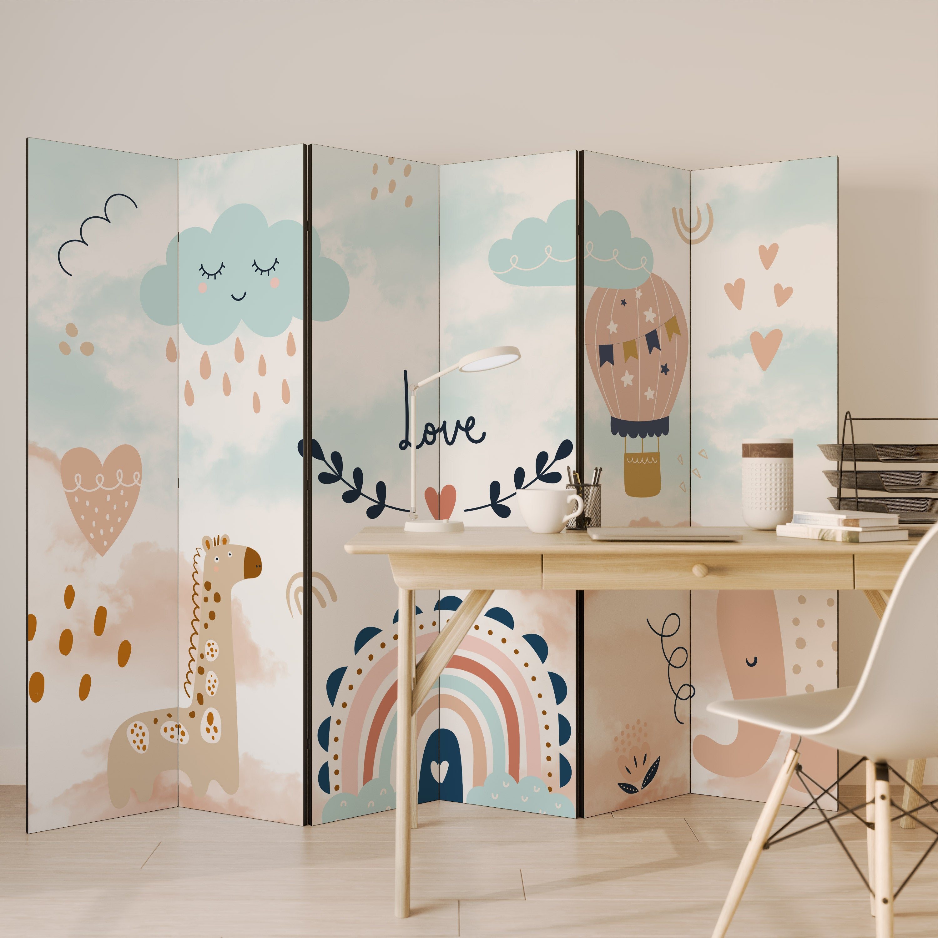 Divisor de ambientes decorativo de 6 paneles LOVELY DREAMS
