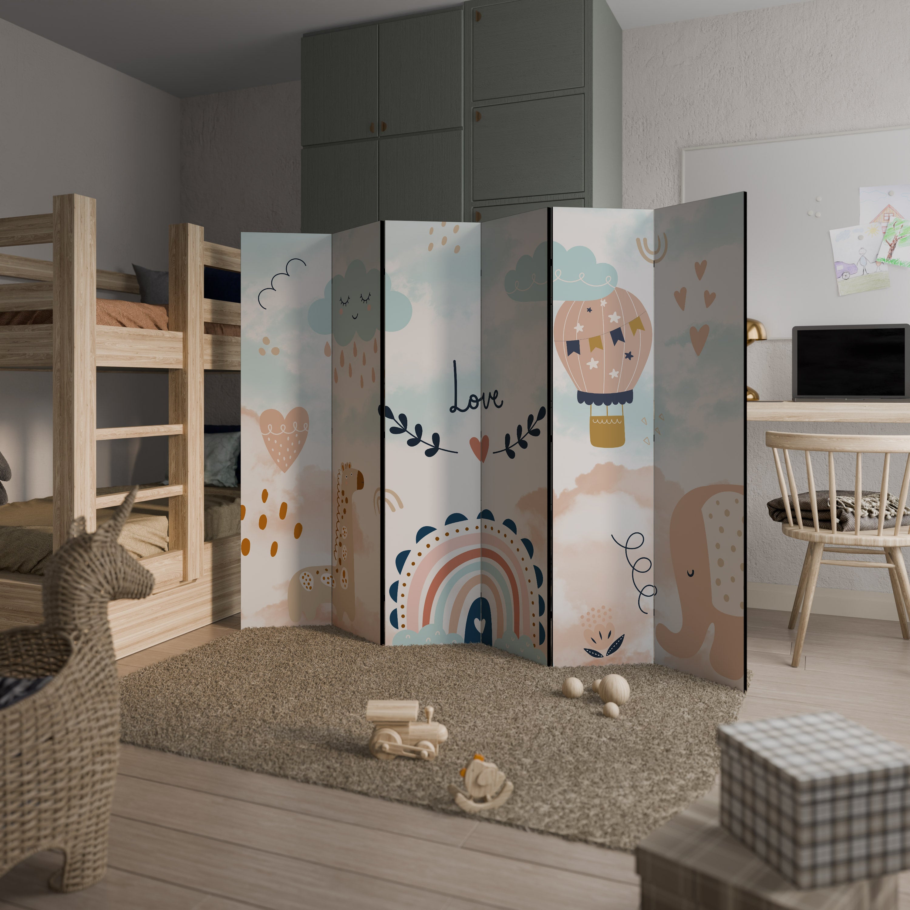 Divisor de ambientes decorativo de 6 paneles LOVELY DREAMS