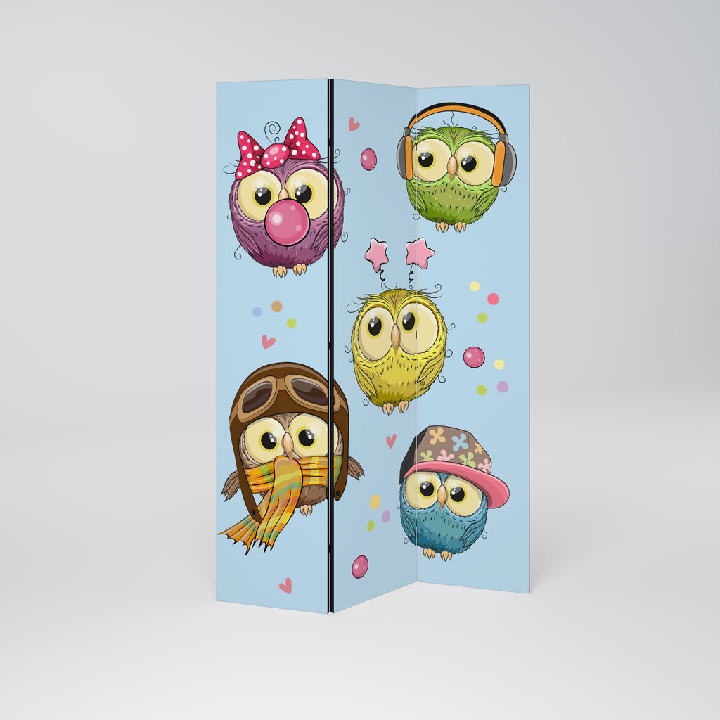 OWLY SQUAD Decorative 3-Panel Room Divider