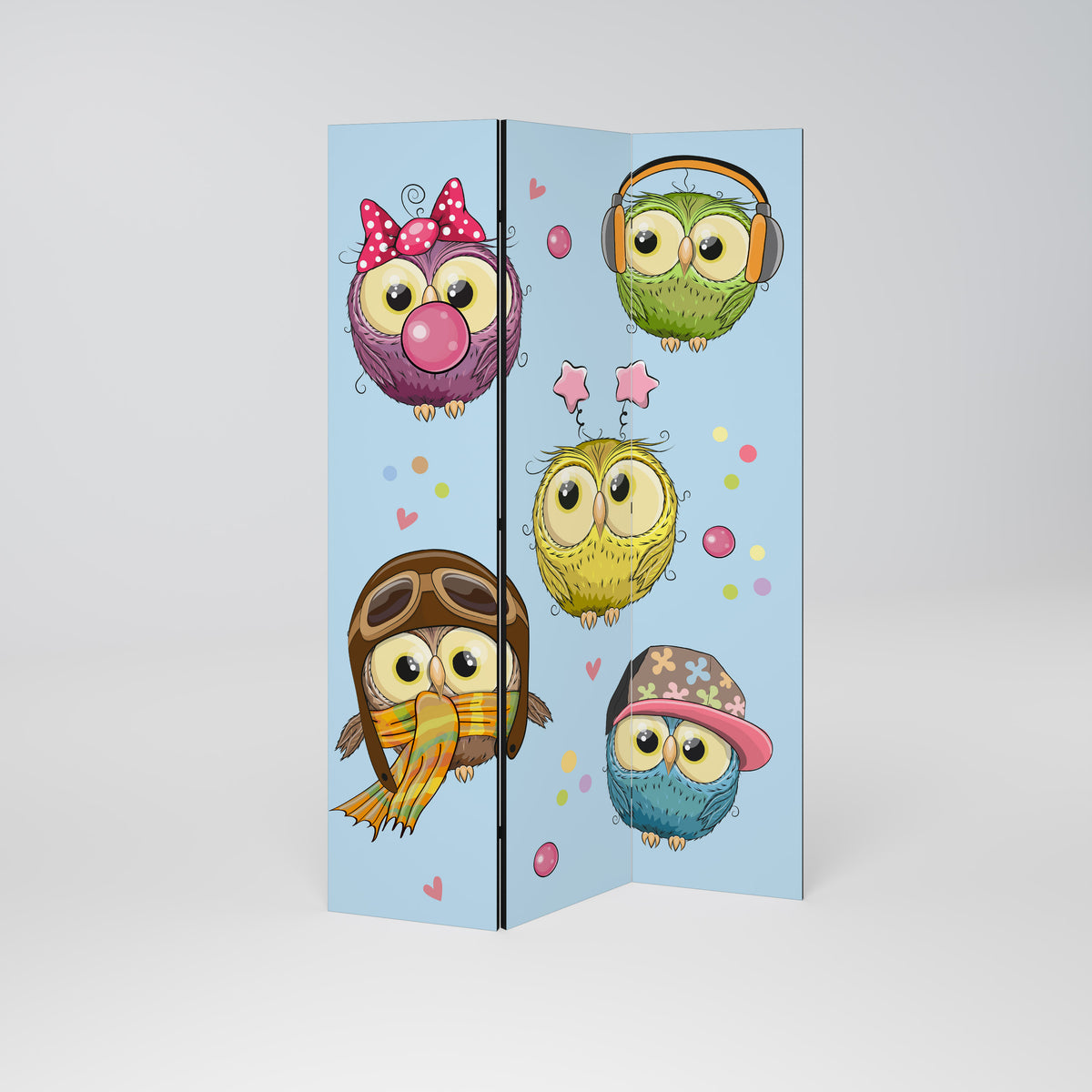 OWLY SQUAD Biombo de 3 paneles
