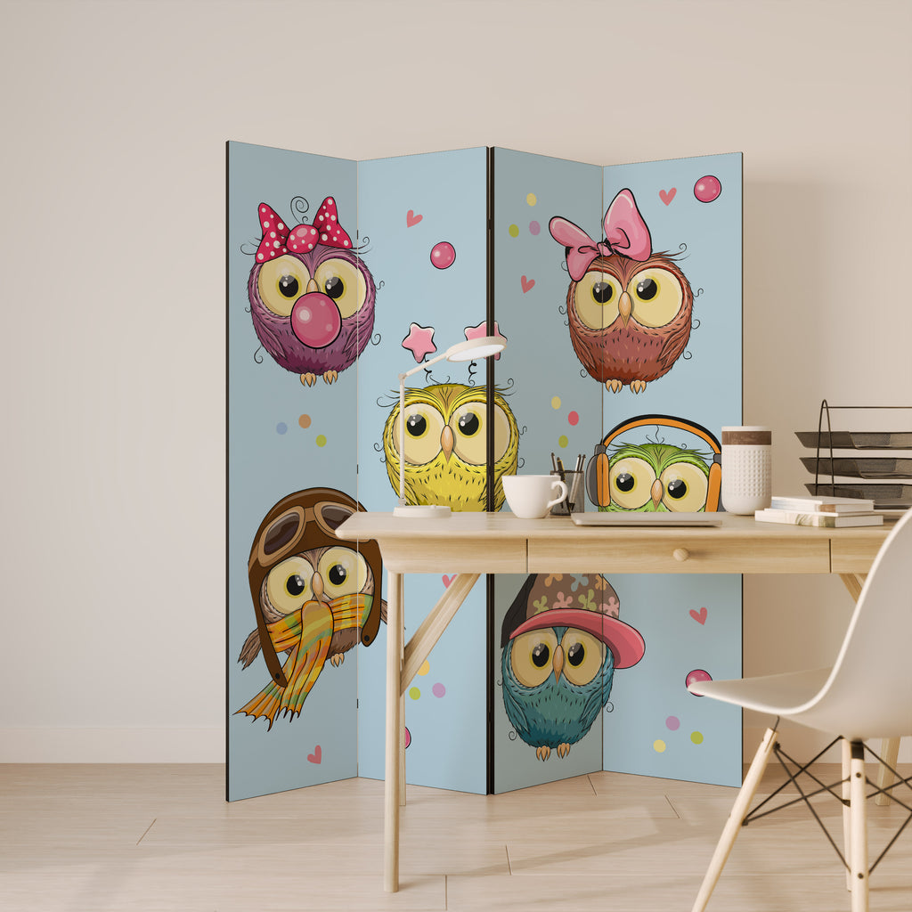 OWLY SQUAD 4-Panel Room Divider
