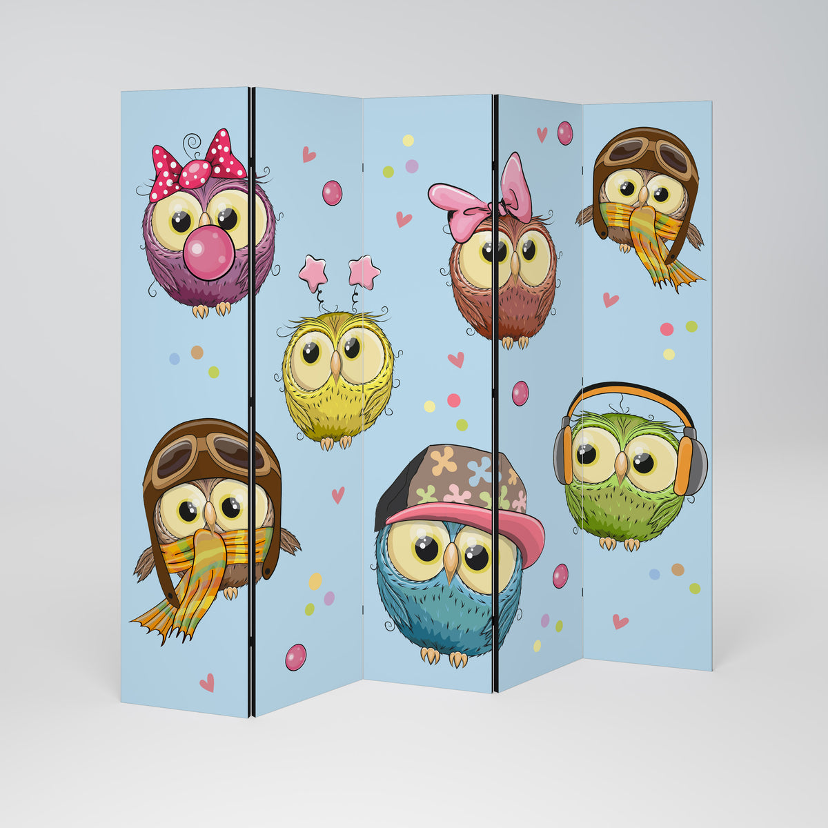 OWLY SQUAD Biombo de 5 paneles