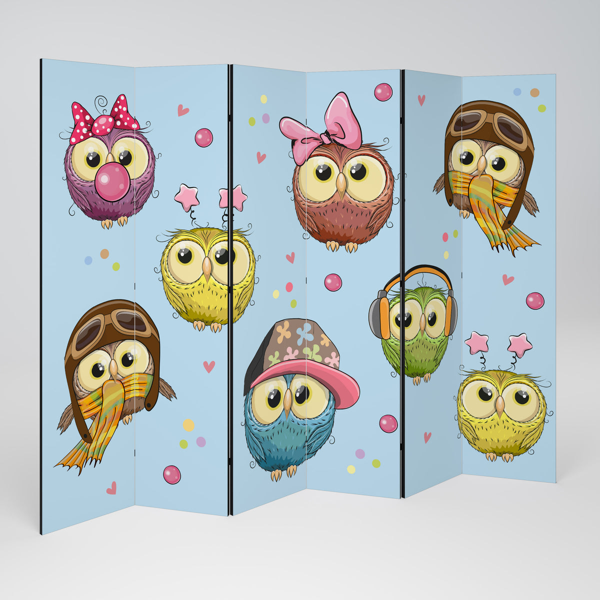 OWLY SQUAD Biombo de 6 paneles