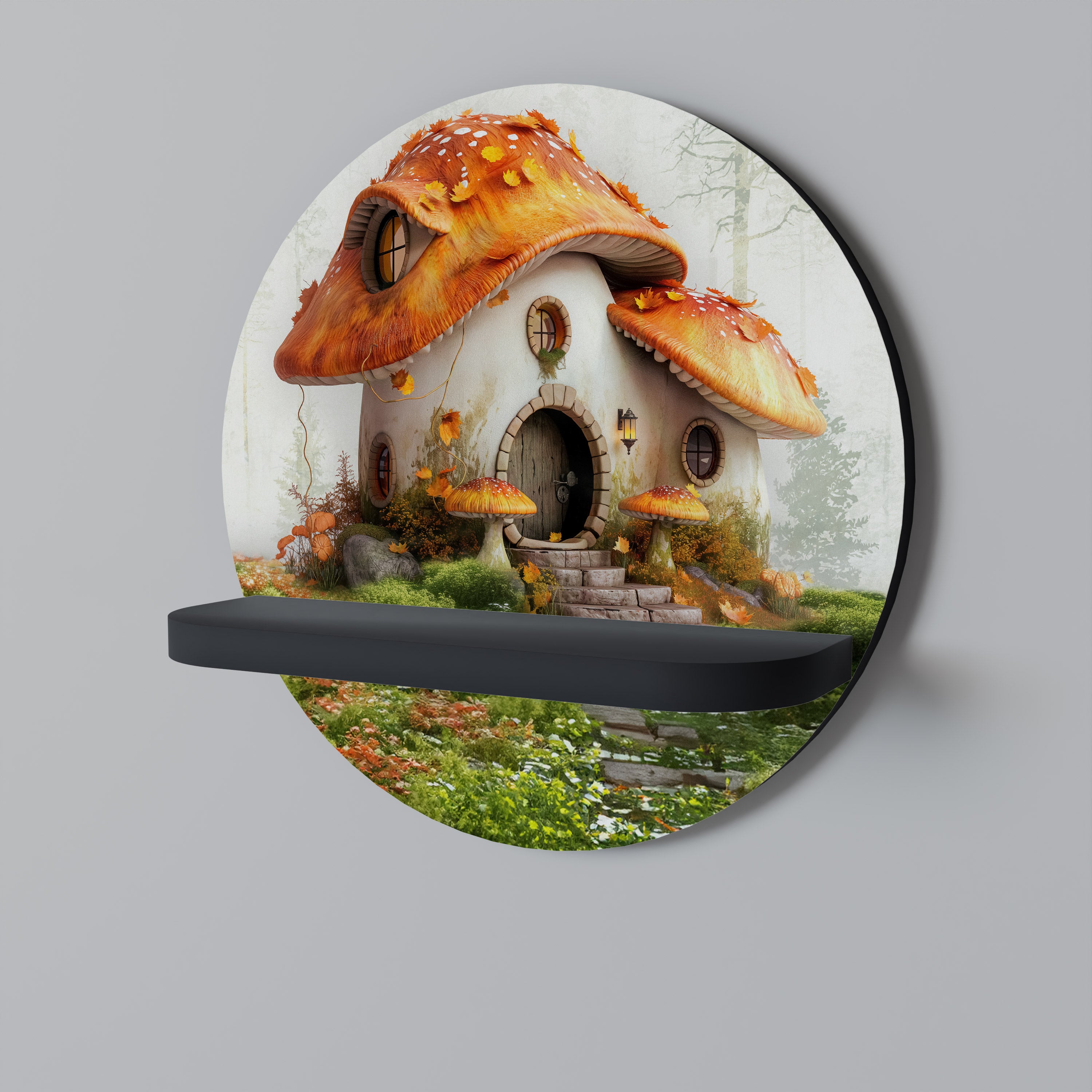Estantería de arte redonda Mystic Toadstool con acabado negro