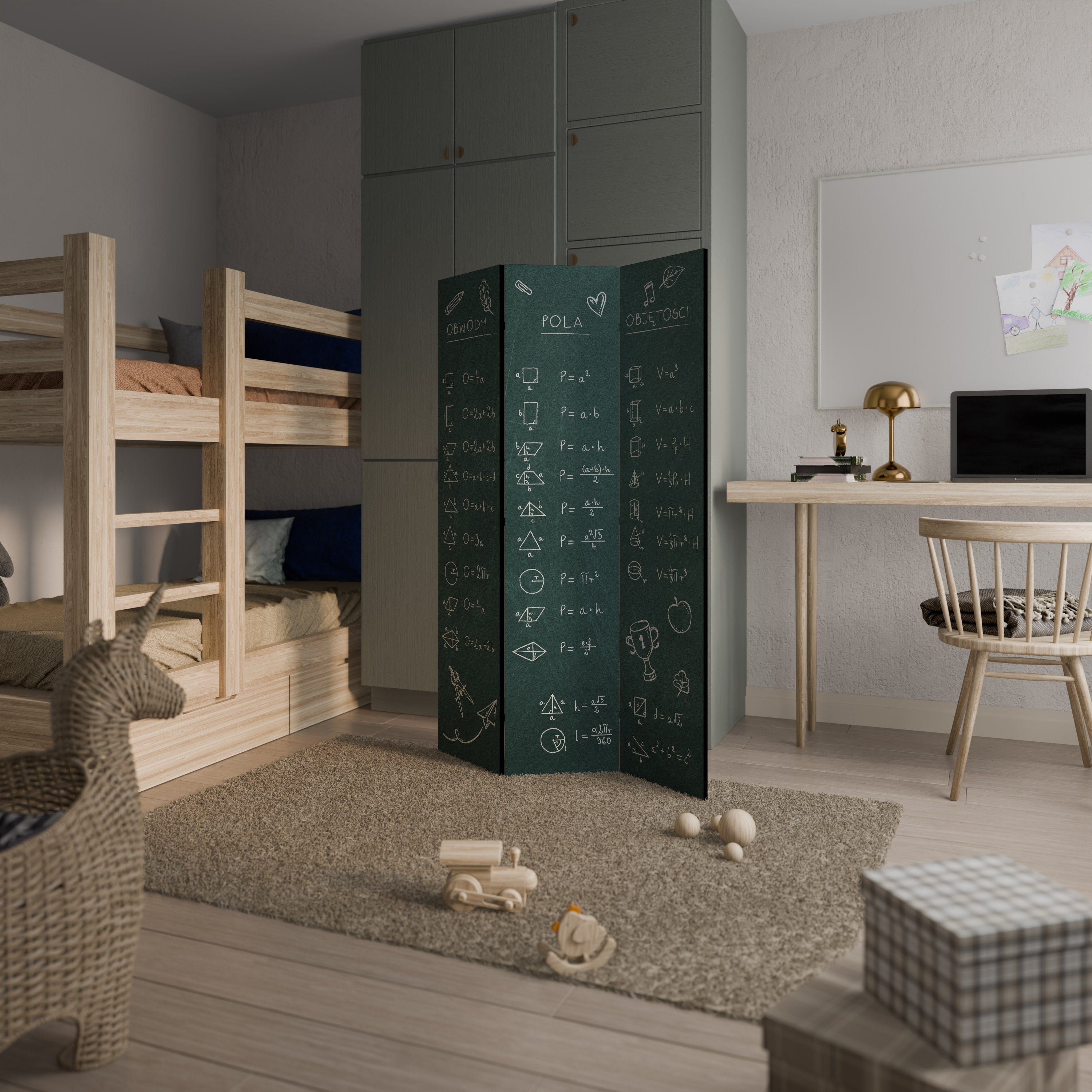 MATH LESSON Biombo de 3 paneles