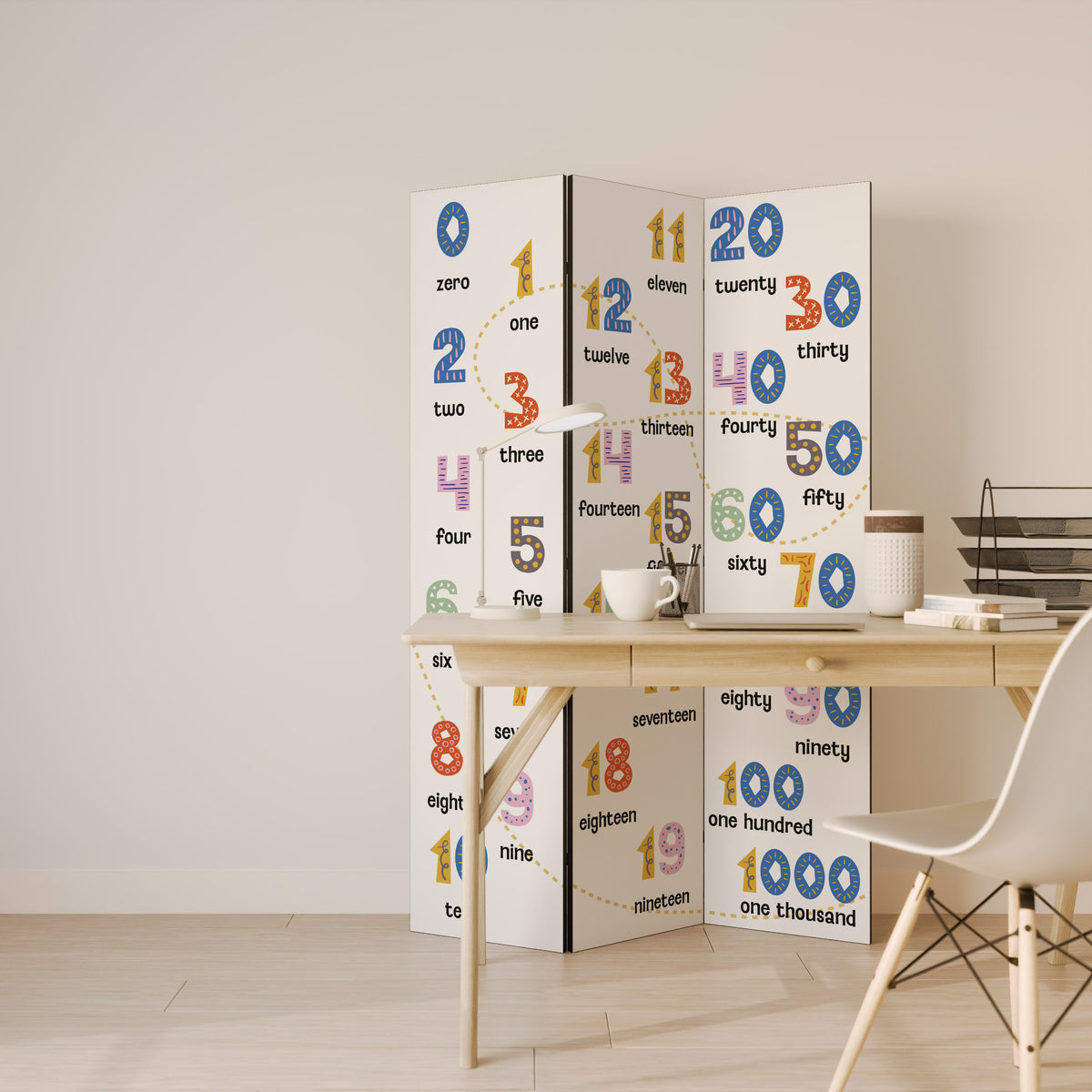 COUNTING LESSON Biombo de 3 paneles