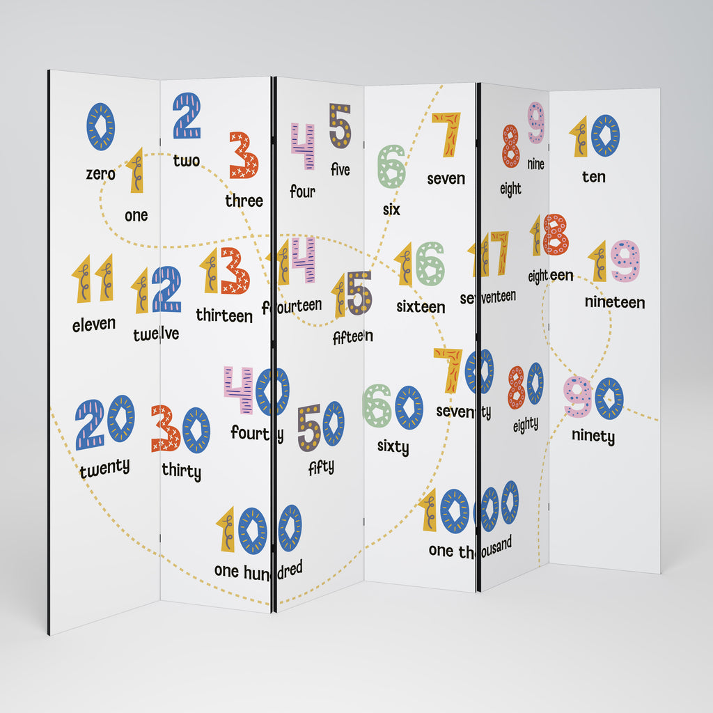 Biombo decorativo de 6 paneles LECCIÓN DE CONTEO
