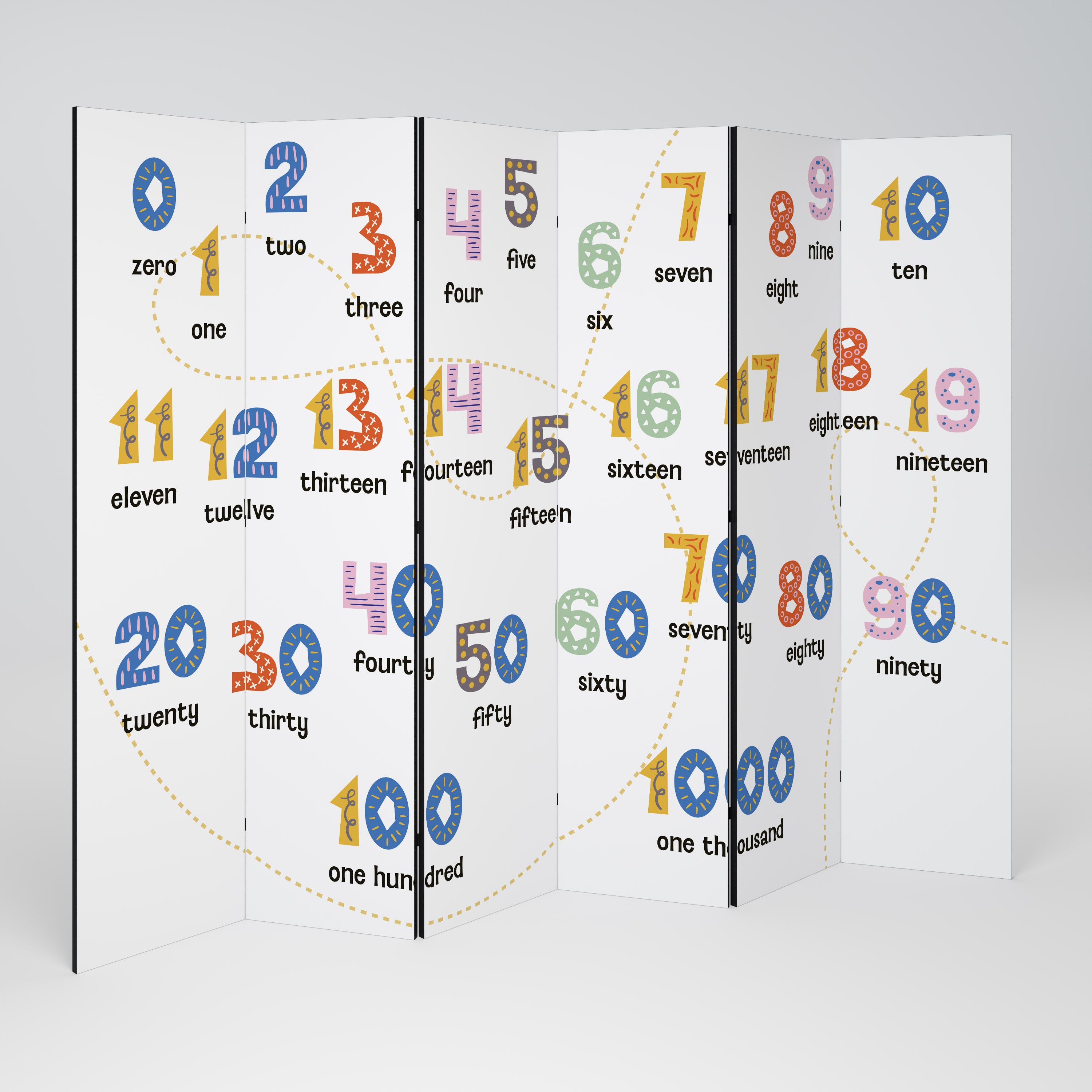 Biombo decorativo de 6 paneles LECCIÓN DE CONTEO