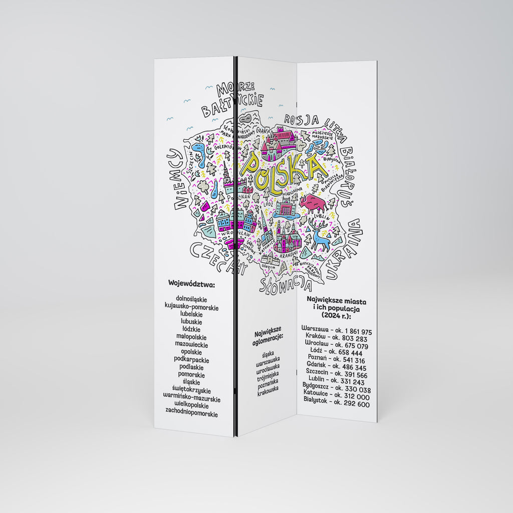 POLAND INFO 3-Panel Room Divider