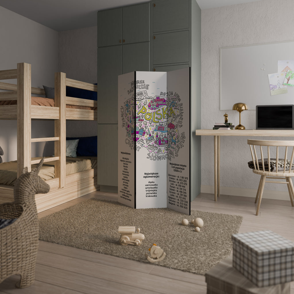 POLAND INFO 3-Panel Room Divider