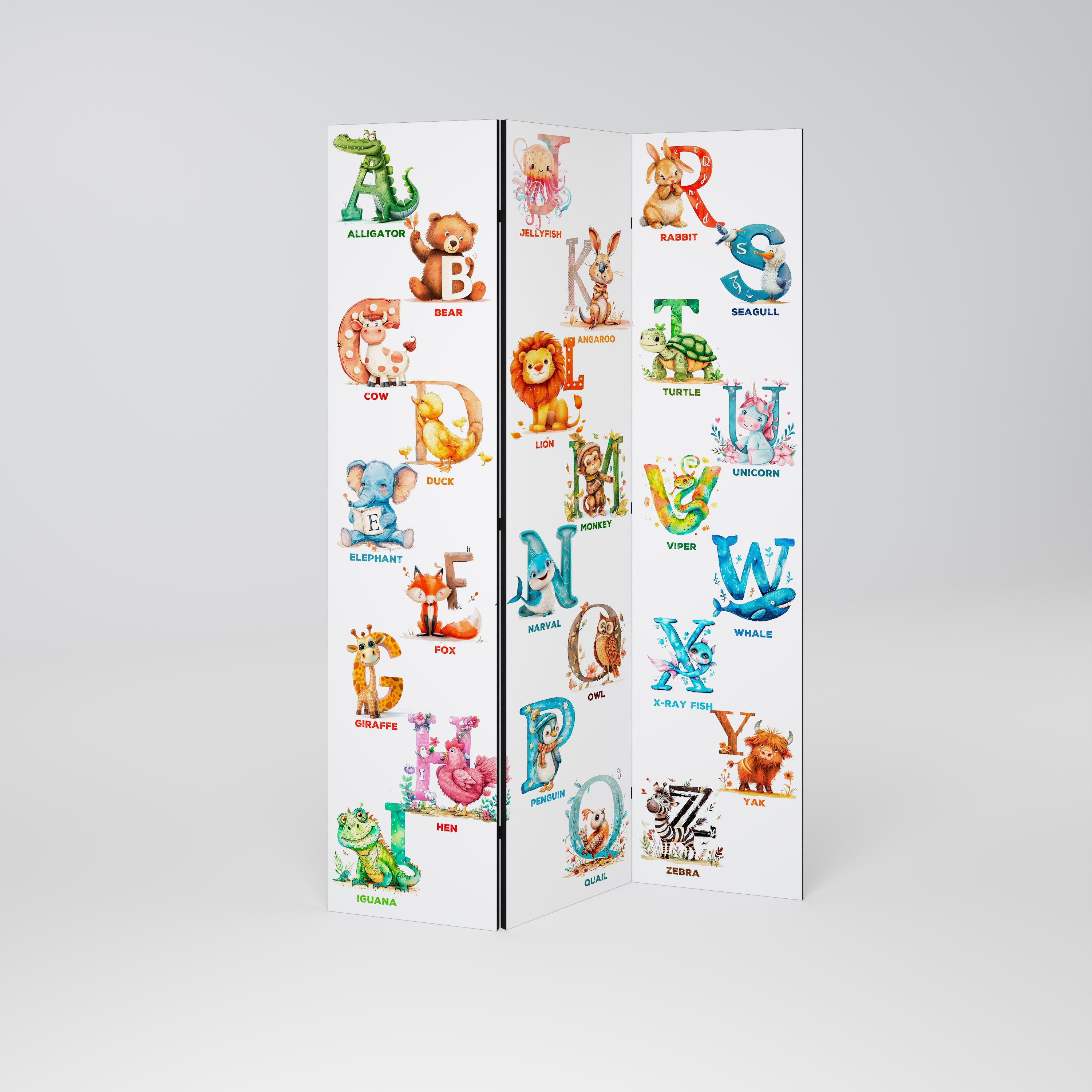 Biombo decorativo de 3 paneles con letras alegres
