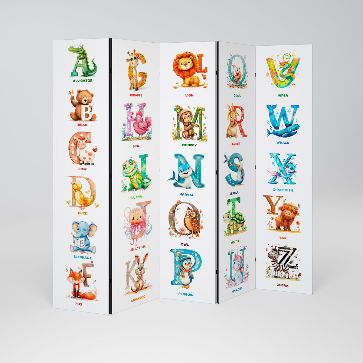 JOYFUL LETTERS Biombo de 5 paneles
