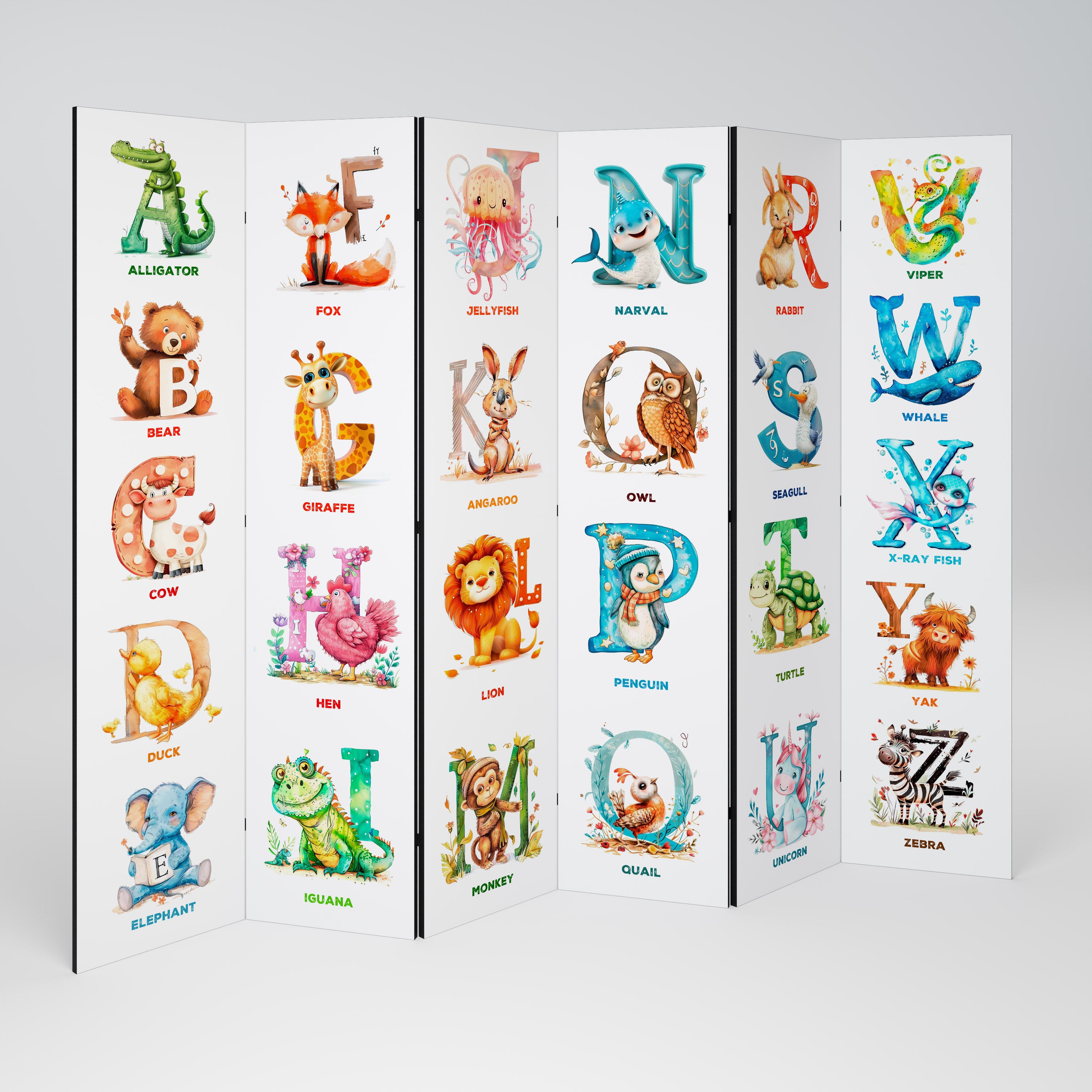 Biombo decorativo de 6 paneles con letras alegres