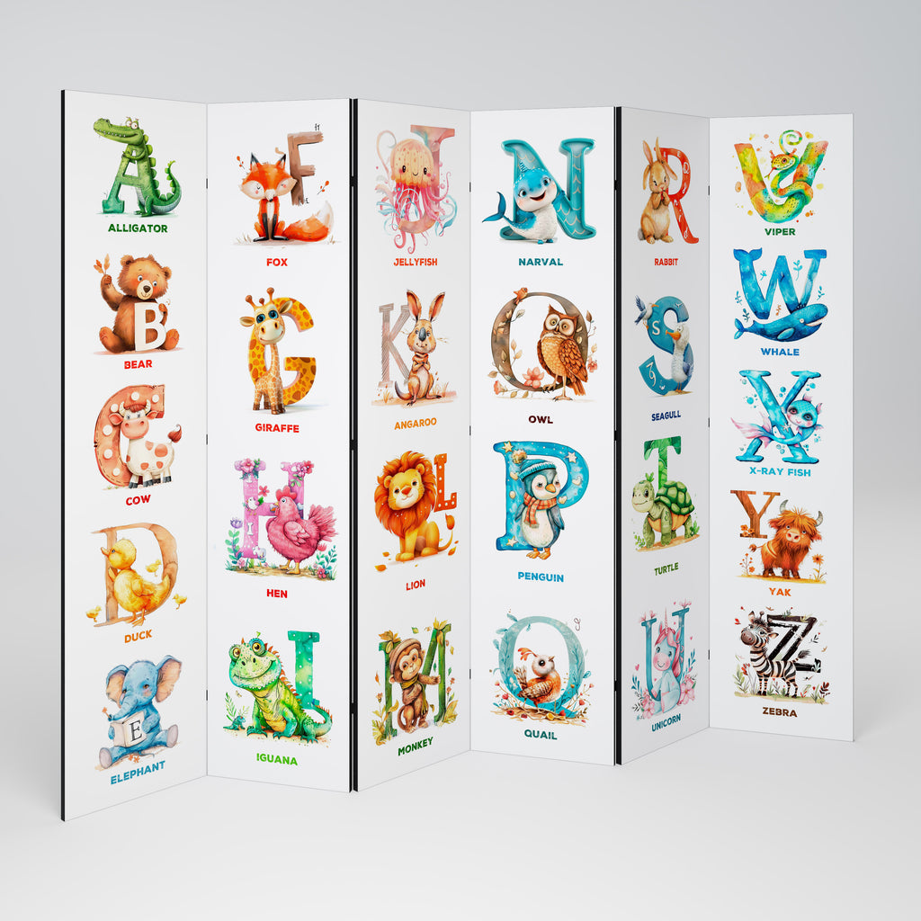 Biombo decorativo de 6 paneles con letras alegres