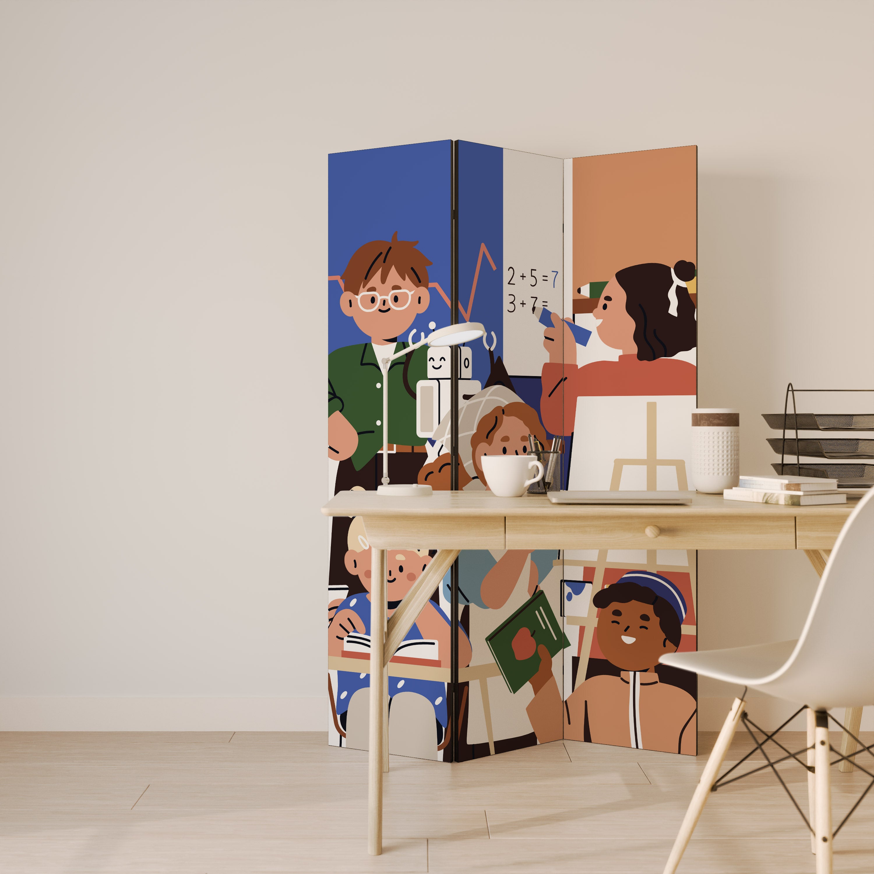 Biombo decorativo de 3 paneles SCHOOL VIBE