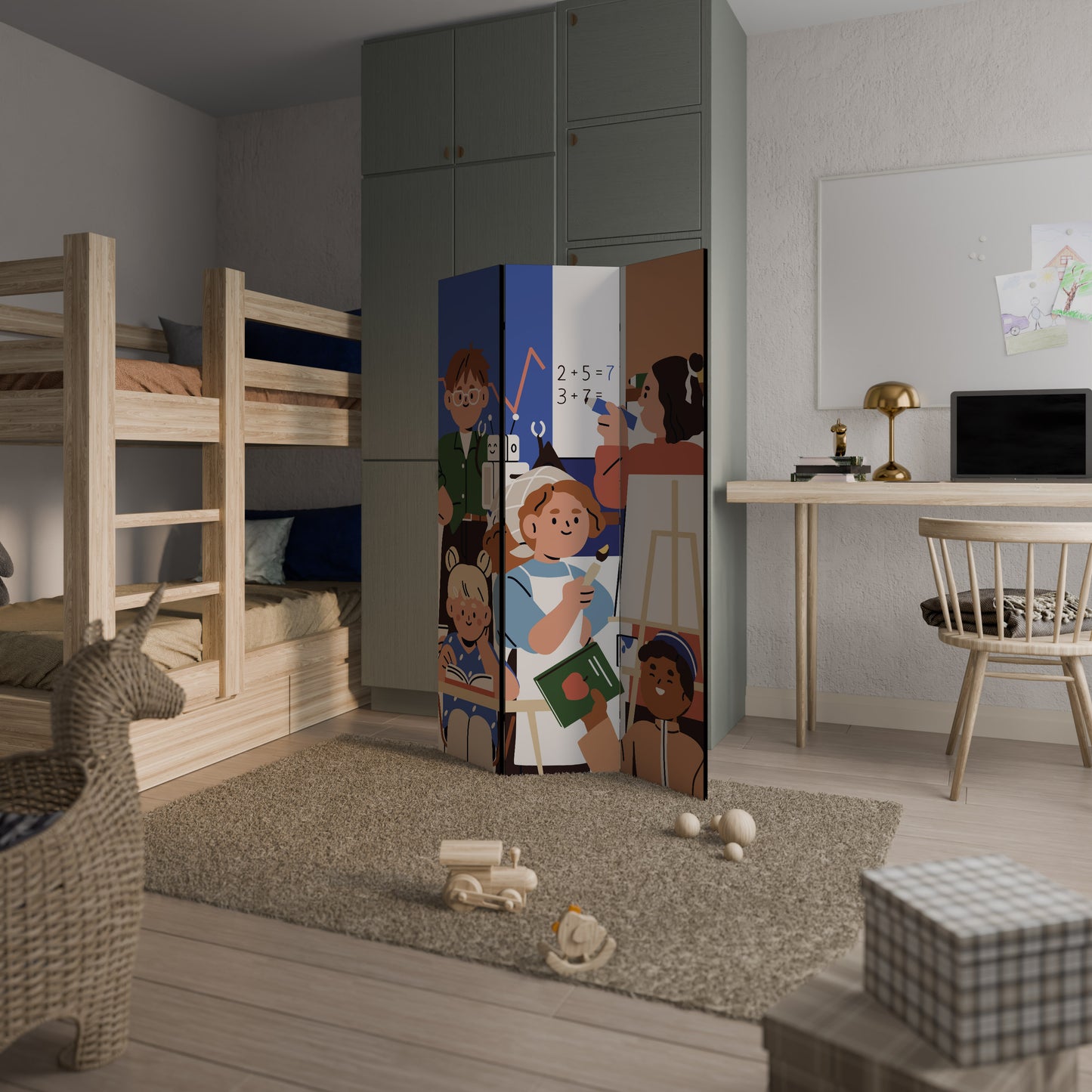 SCHOOL VIBE 3-Panel Room Divider