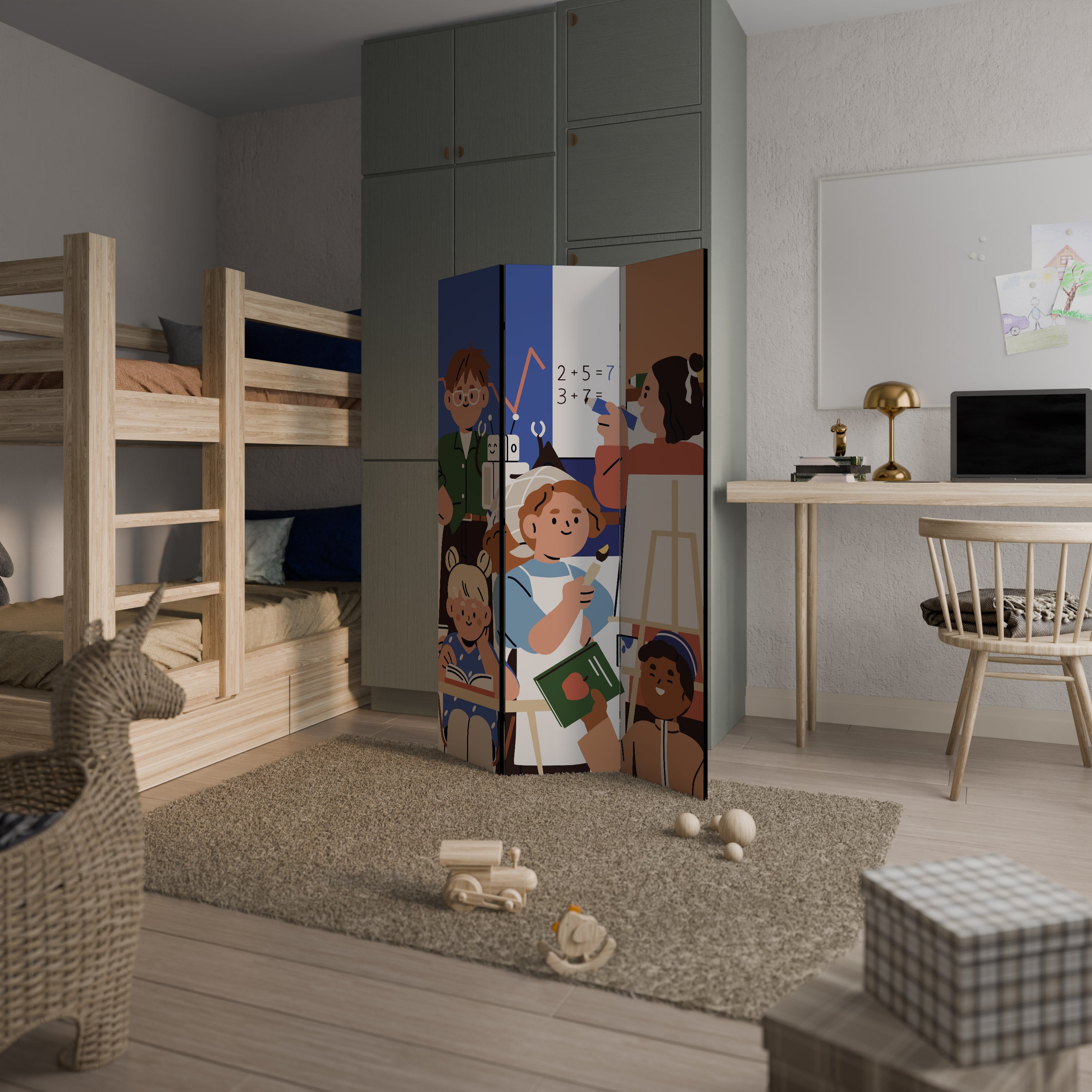 Biombo decorativo de 3 paneles SCHOOL VIBE