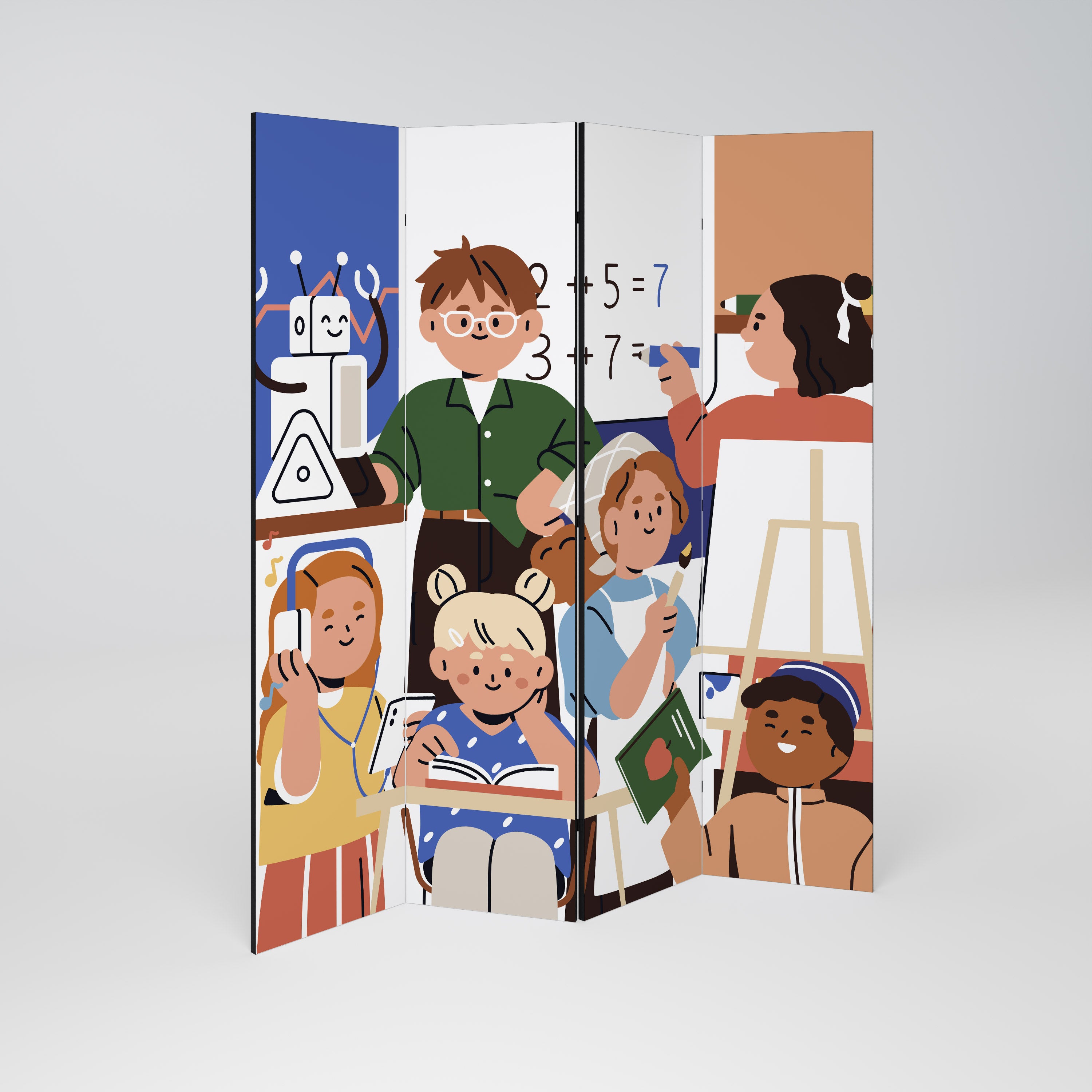 Biombo decorativo de 4 paneles SCHOOL VIBE