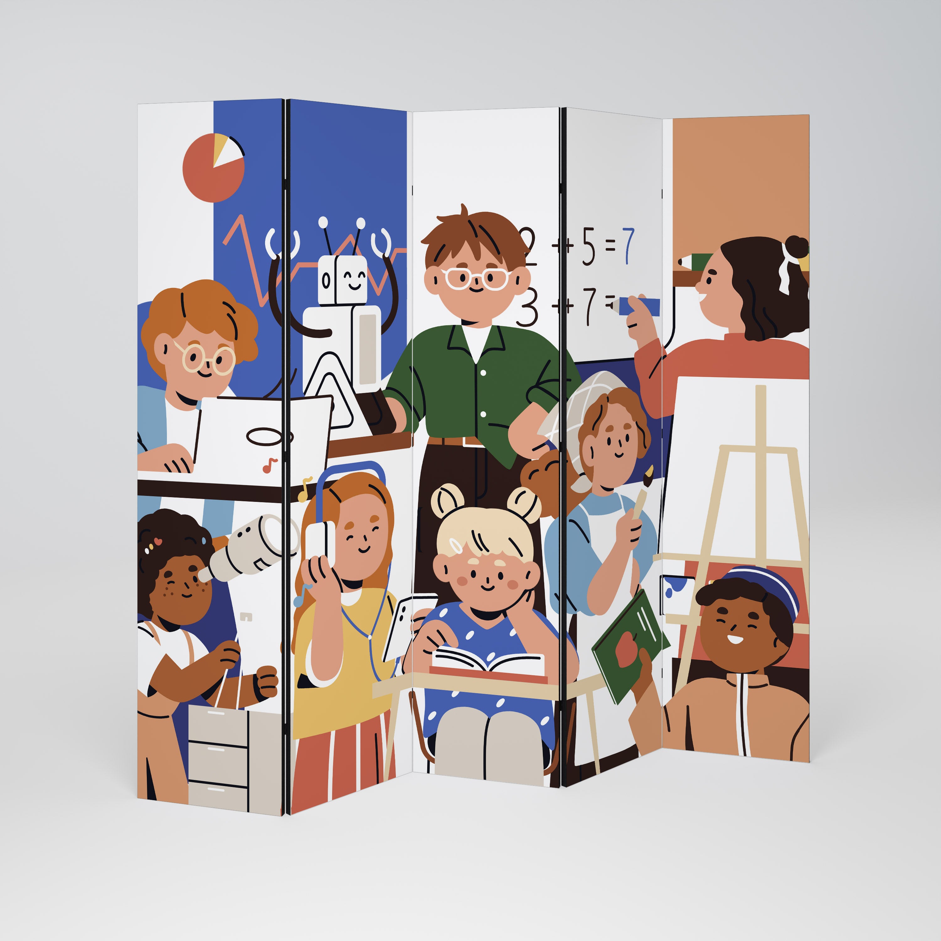 Biombo decorativo de 5 paneles SCHOOL VIBE