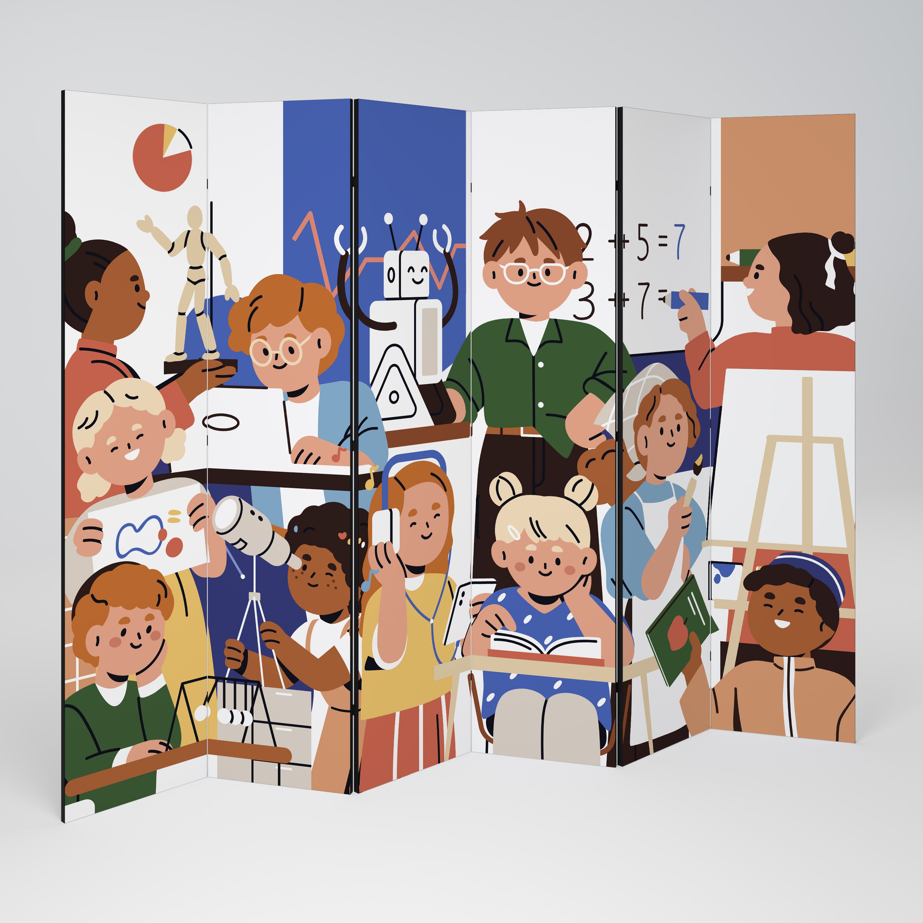 Biombo decorativo de 6 paneles SCHOOL VIBE