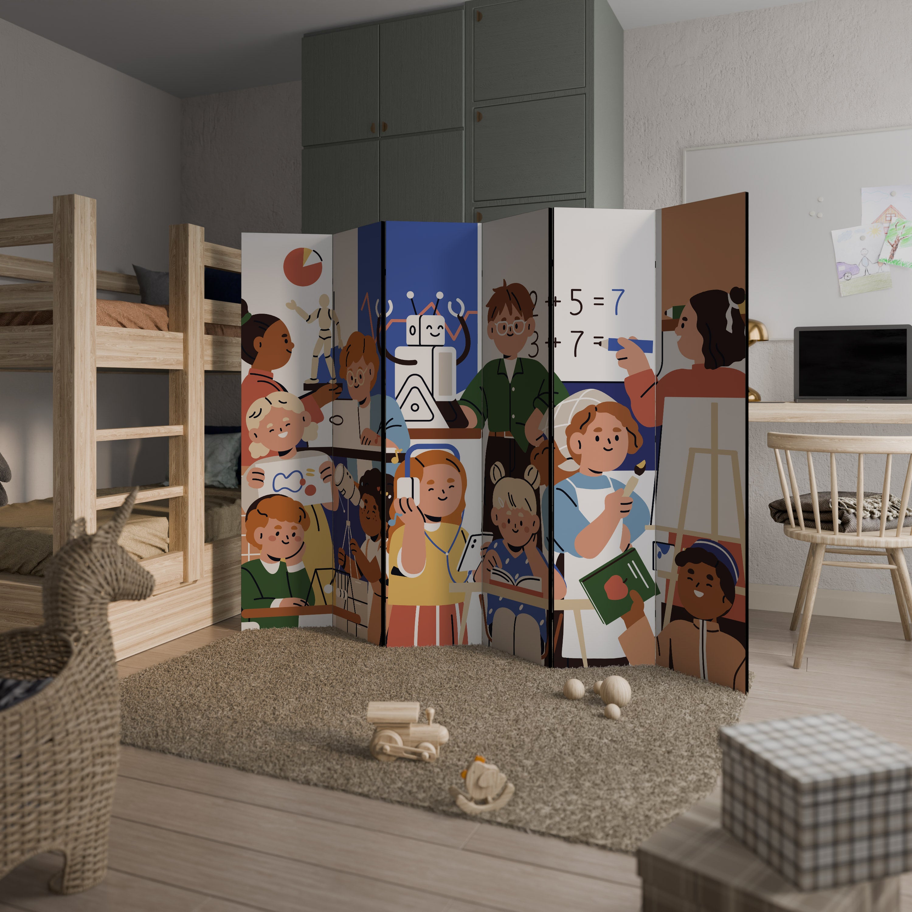Biombo decorativo de 6 paneles SCHOOL VIBE
