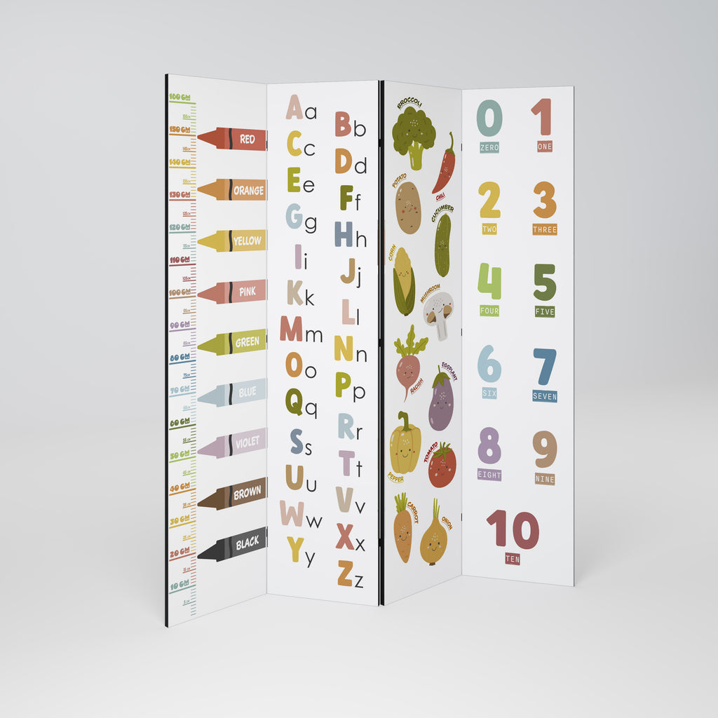 HAPPY LANGUAGE 4-Panel Room Divider