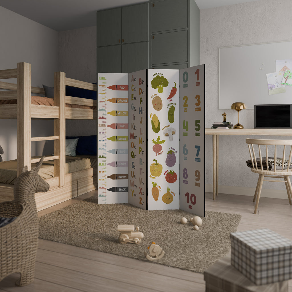 Biombo decorativo de 4 paneles HAPPY LANGUAGE