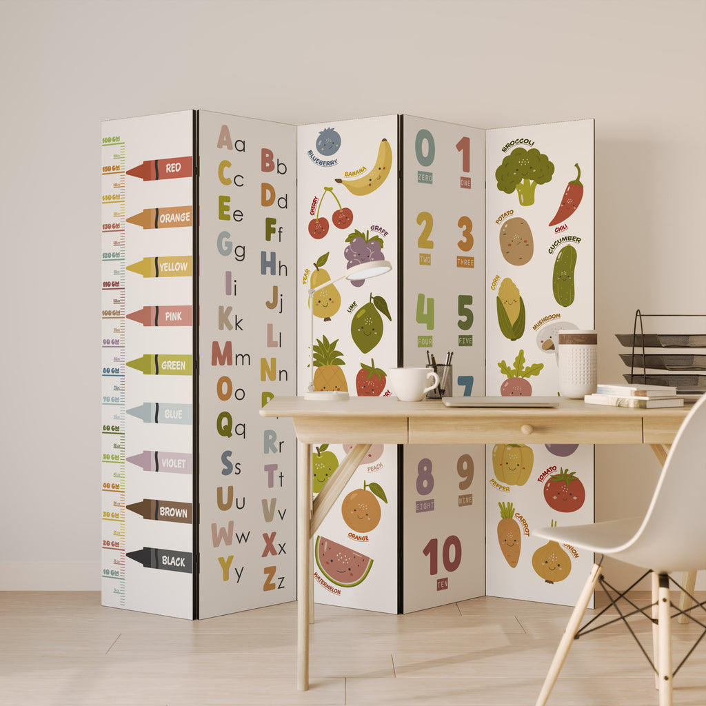 Biombo decorativo de 5 paneles HAPPY LANGUAGE