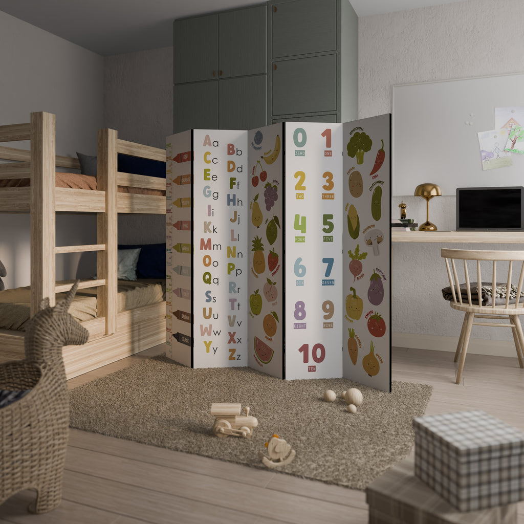 Biombo decorativo de 5 paneles HAPPY LANGUAGE