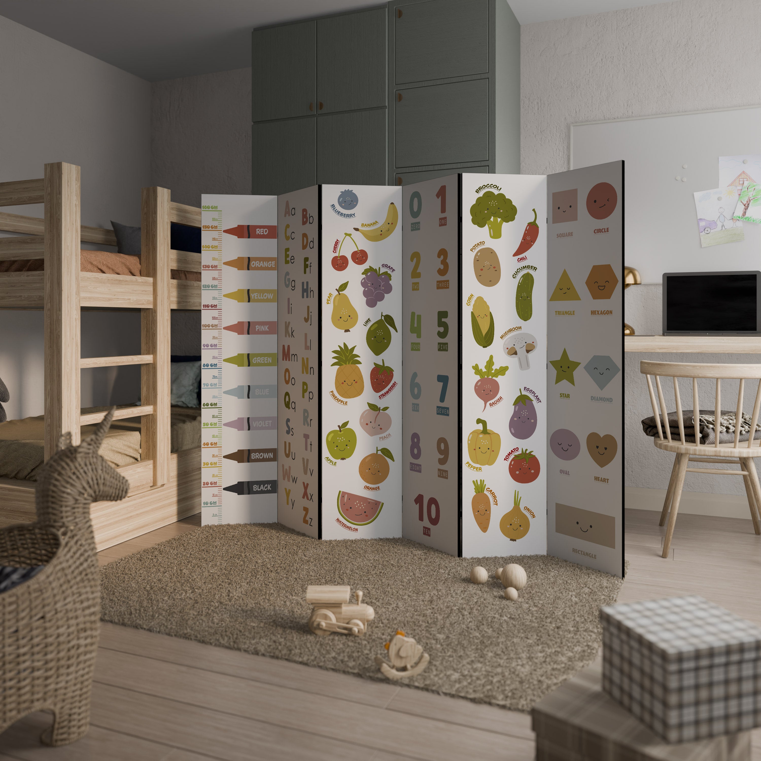 Biombo decorativo de 6 paneles HAPPY LANGUAGE